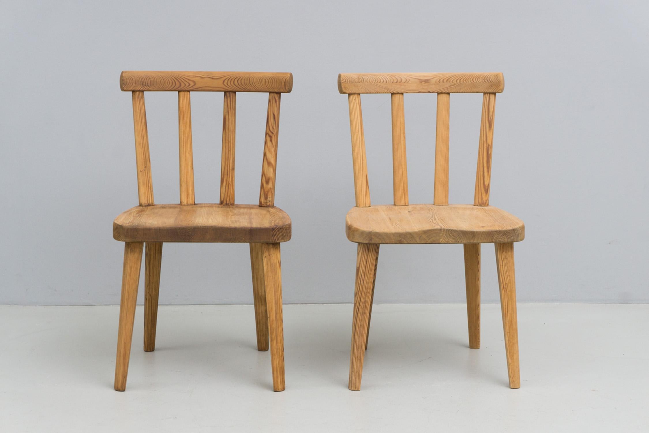 European Set of Swedish Pine Wood Chairs, 'Uto' by Axel Einar Hjorth, 1930 For Sale