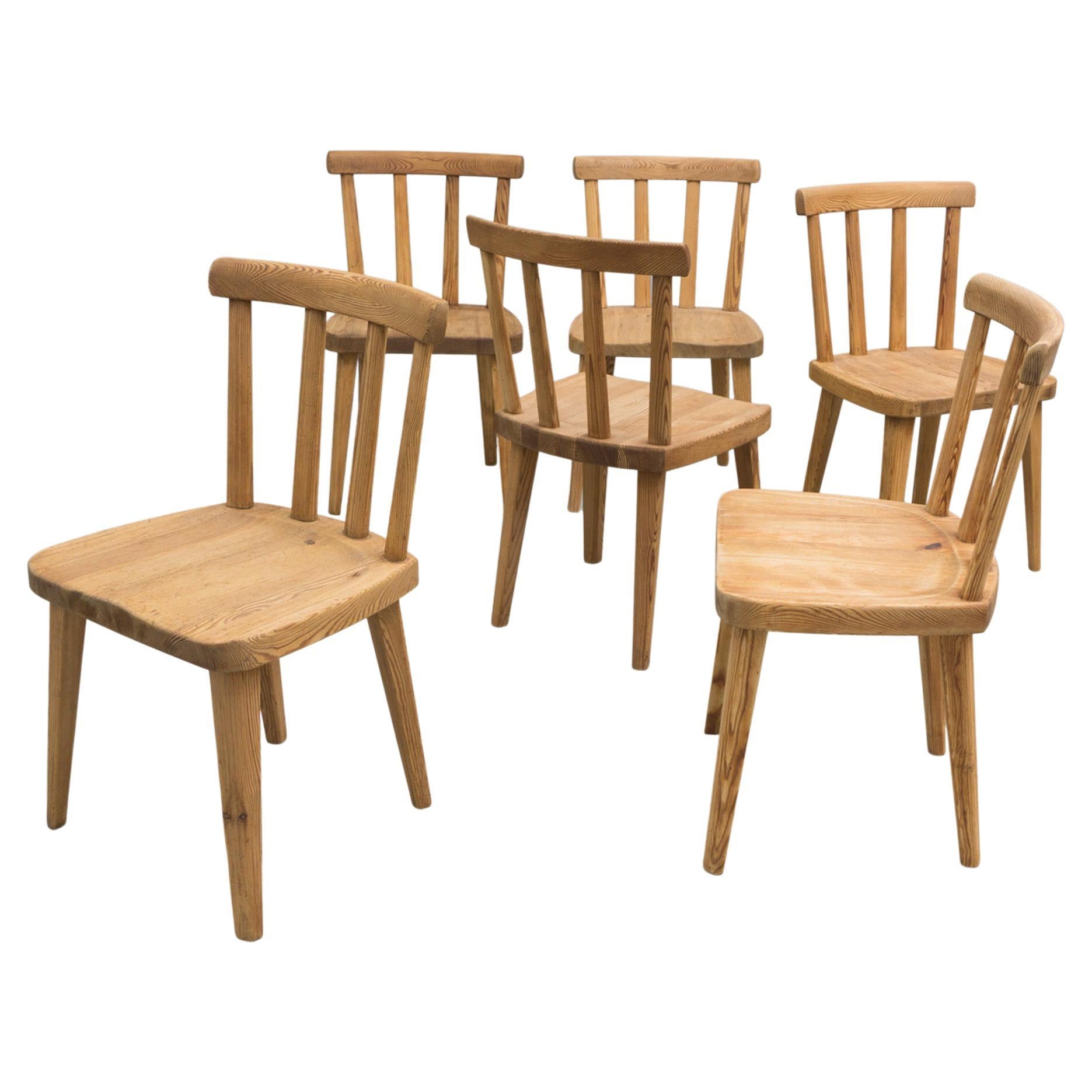 Set of Swedish Pine Wood Chairs, 'Uto' by Axel Einar Hjorth, 1930 For Sale