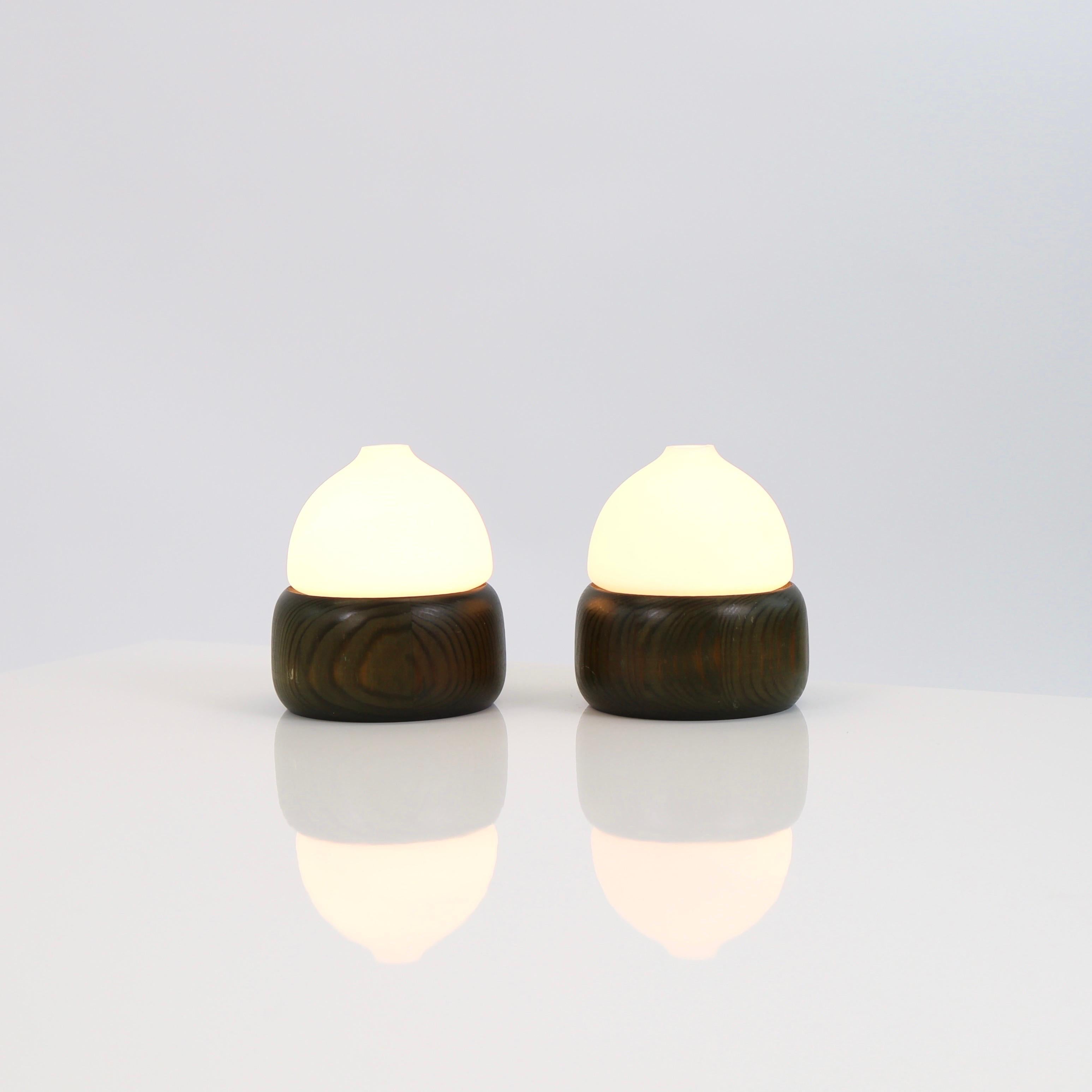 Late 20th Century Set of Swedish Pine Wood Night Lamps by Aneta, Sweden, 1970s For Sale