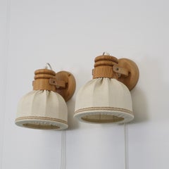 Set of Swedish Pine Wood Sconces by Solbackens Svarveri, Sweden, 1970s