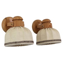 Set of Swedish Pine Wood Sconces by Solbackens Svarveri, Sweden, 1970s