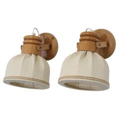 Set of Swedish Pine Wood Sconces by Solbackens Svarveri, Sweden, 1970s Vintage Set of Swedish Pine Wood Sconces by Solbackens Svarveri, Sweden, 1970s