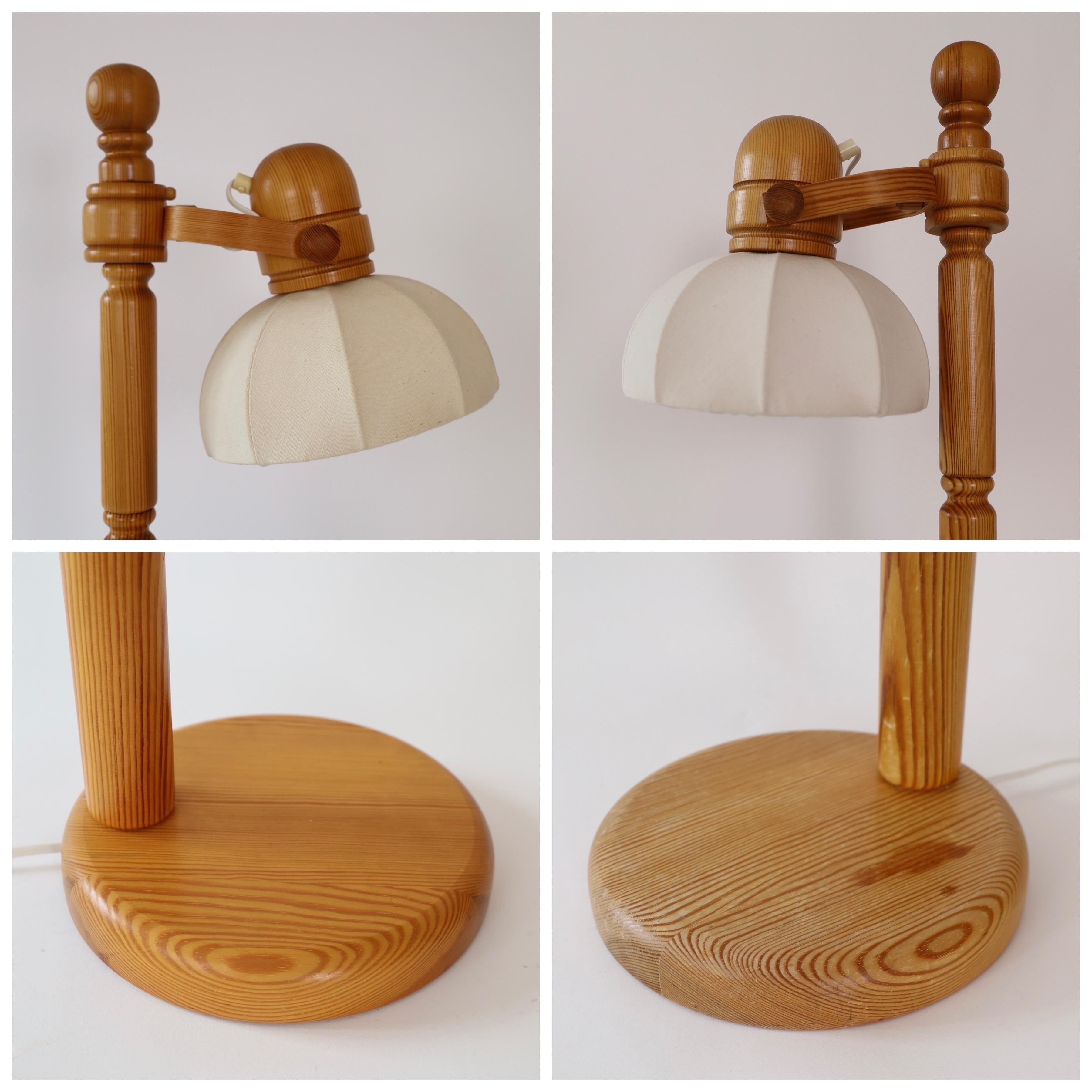 Juego de lámparas de mesa suecas de madera de pino by Markslöjd, Suecia, años 70 en venta 6