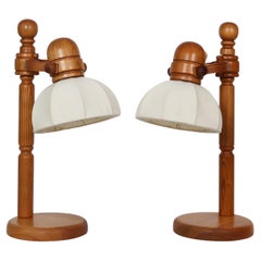 Juego de lámparas de mesa suecas de madera de pino by Markslöjd, Suecia, años 1980