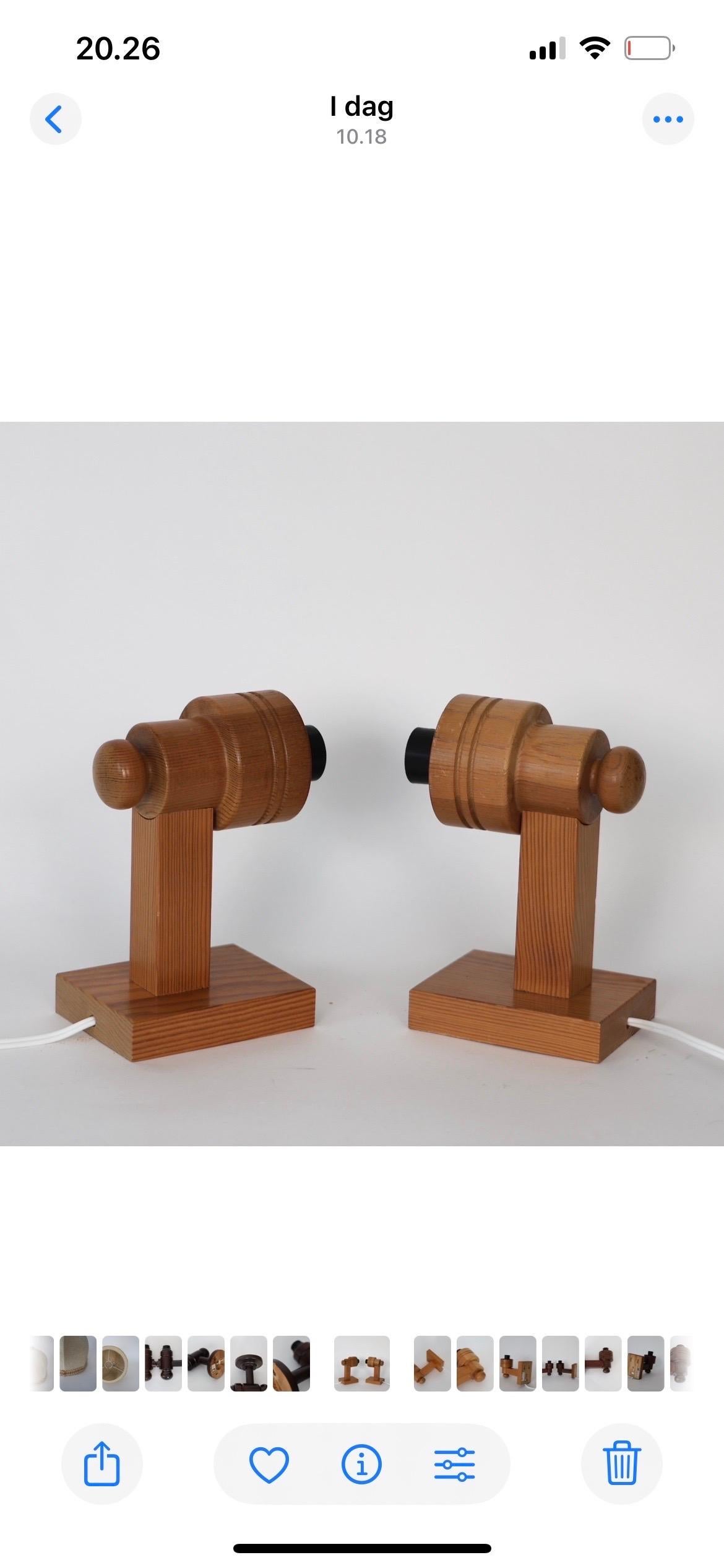 Set schwedischer Wandleuchten aus Kiefernholz von Aneta, Schweden, 1970er Jahre im Angebot 3