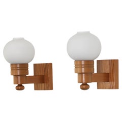 Set of Swedish Pine Wood Wall Lamps by Aneta, Sweden, 1970s