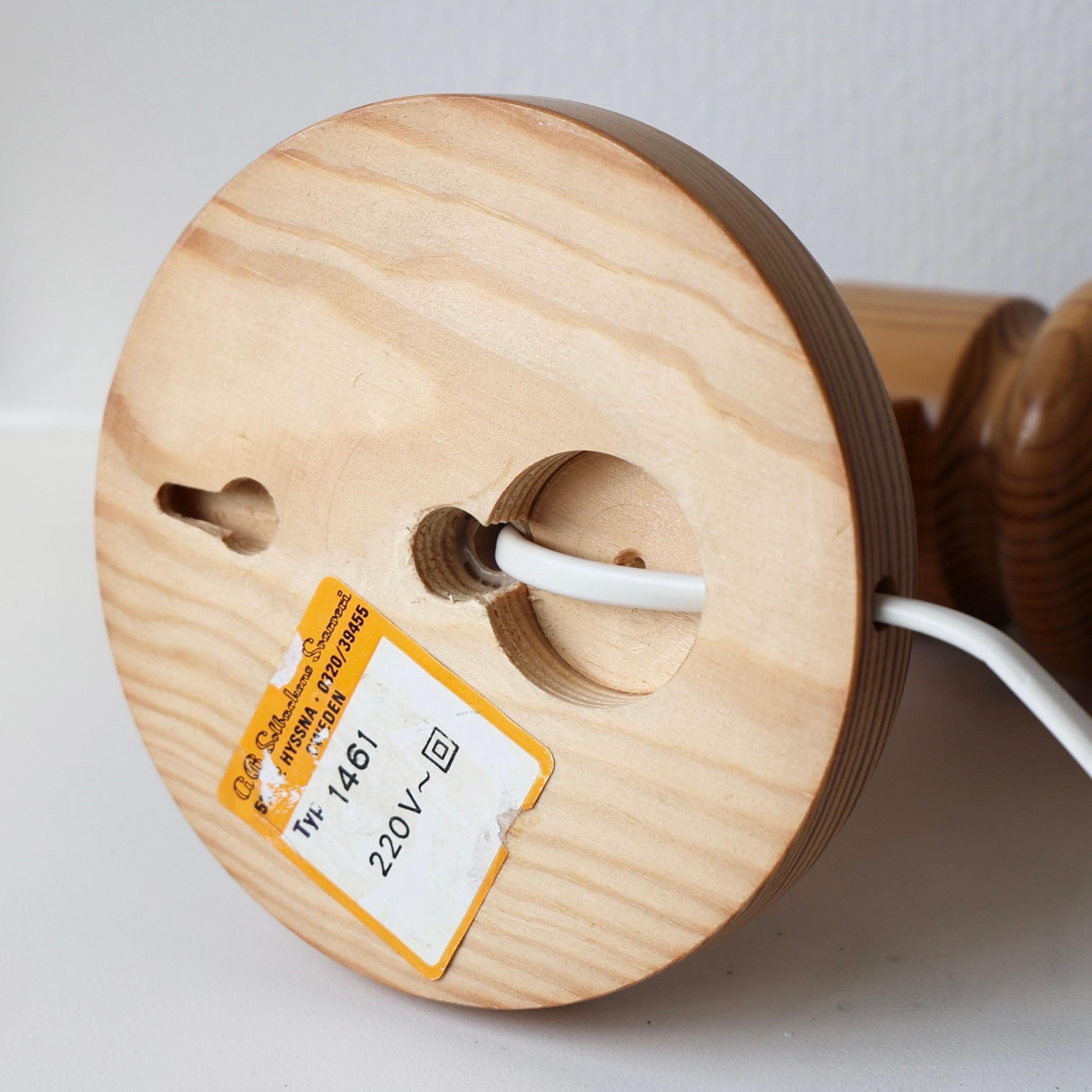 Set of Swedish Pine Wood Wall Lamps by Solbackens Svarveri, Sweden, 1970s For Sale 5