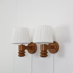 Set of Swedish Pine Wood Wall Lamps by Solbackens Svarveri, Sweden, 1970s