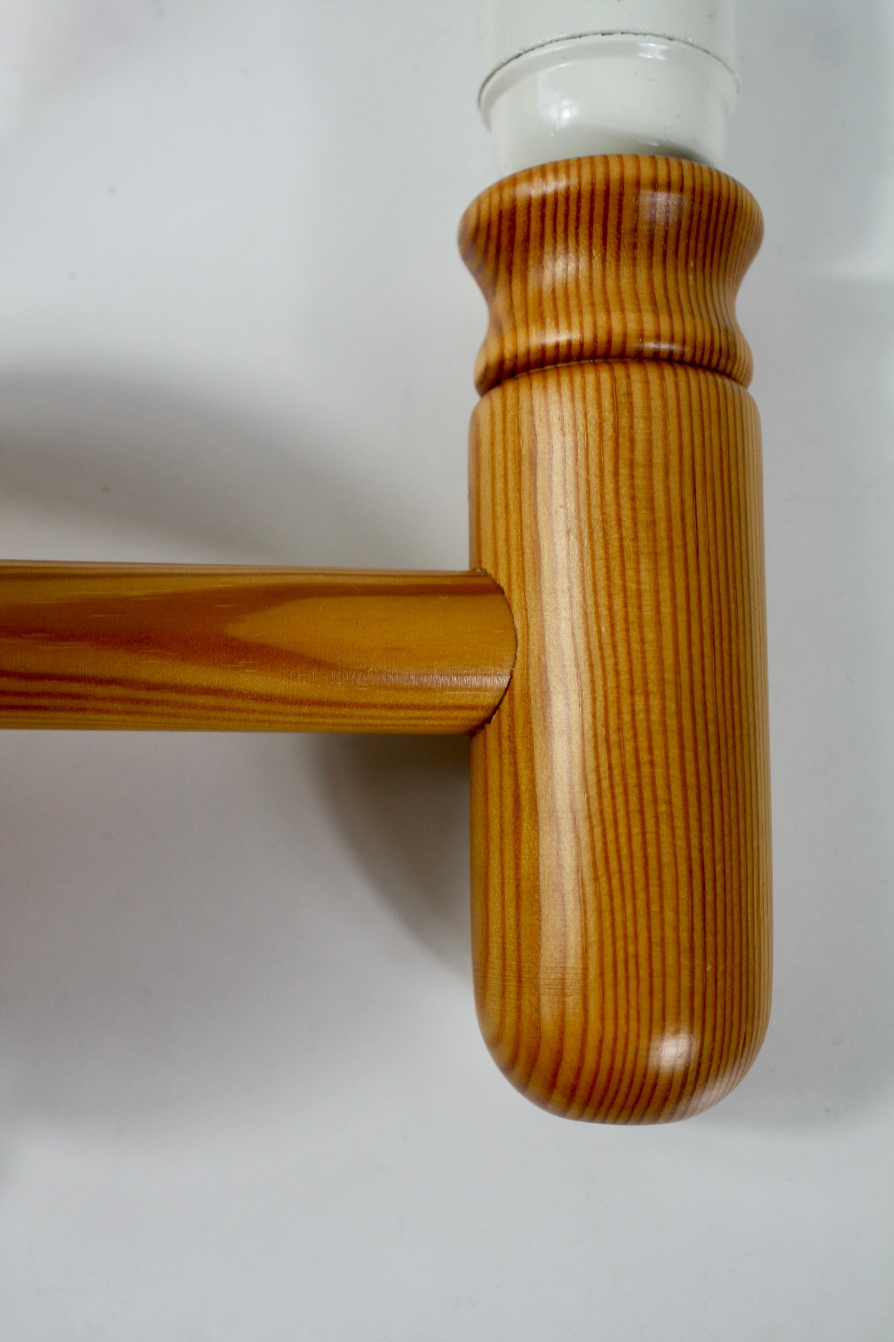 Set of Swedish Pine Wood Wall Lamps by Vigan, 1970s For Sale 9
