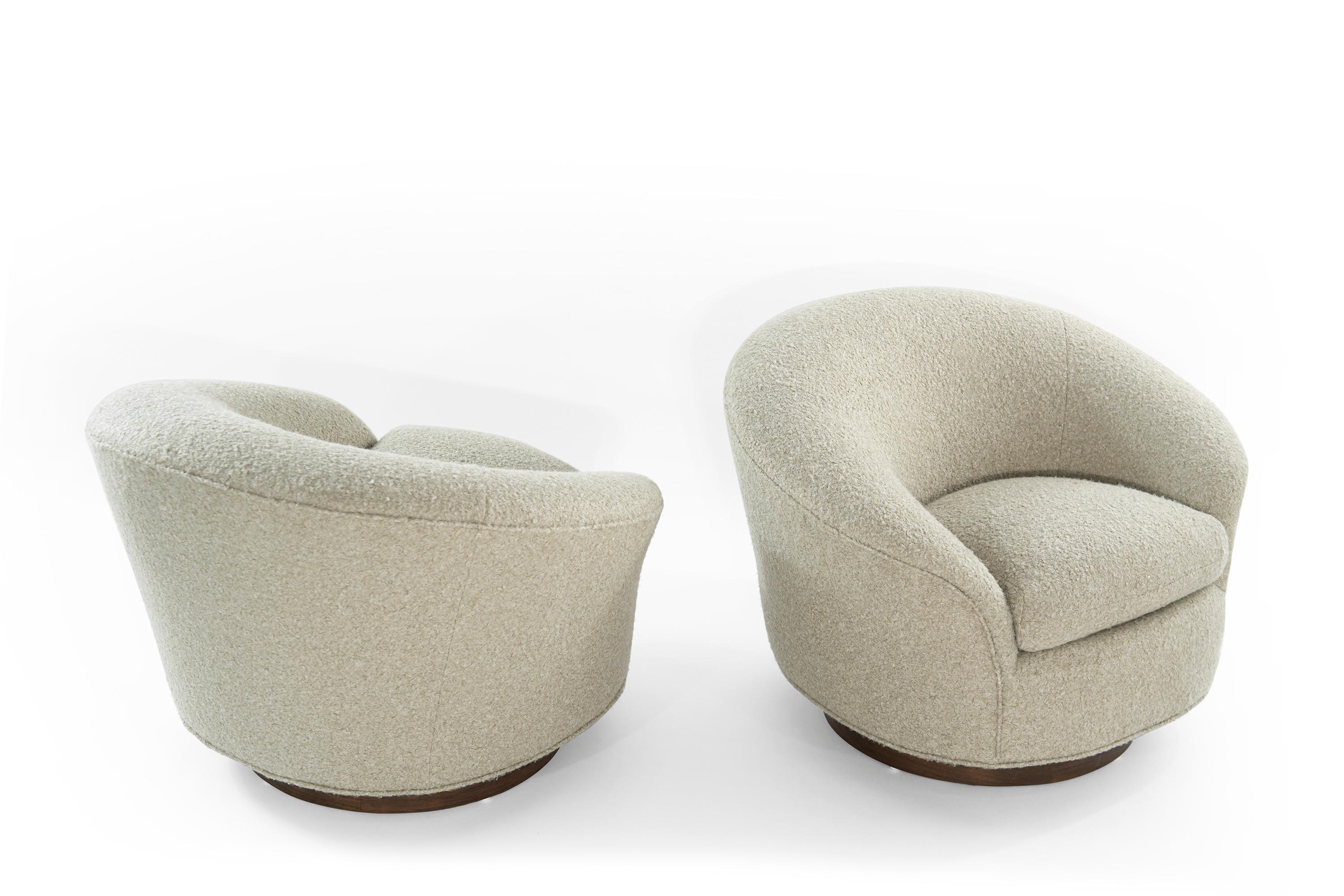American Set of Swivel Chairs in Bouclé by Directional, circa 1970s