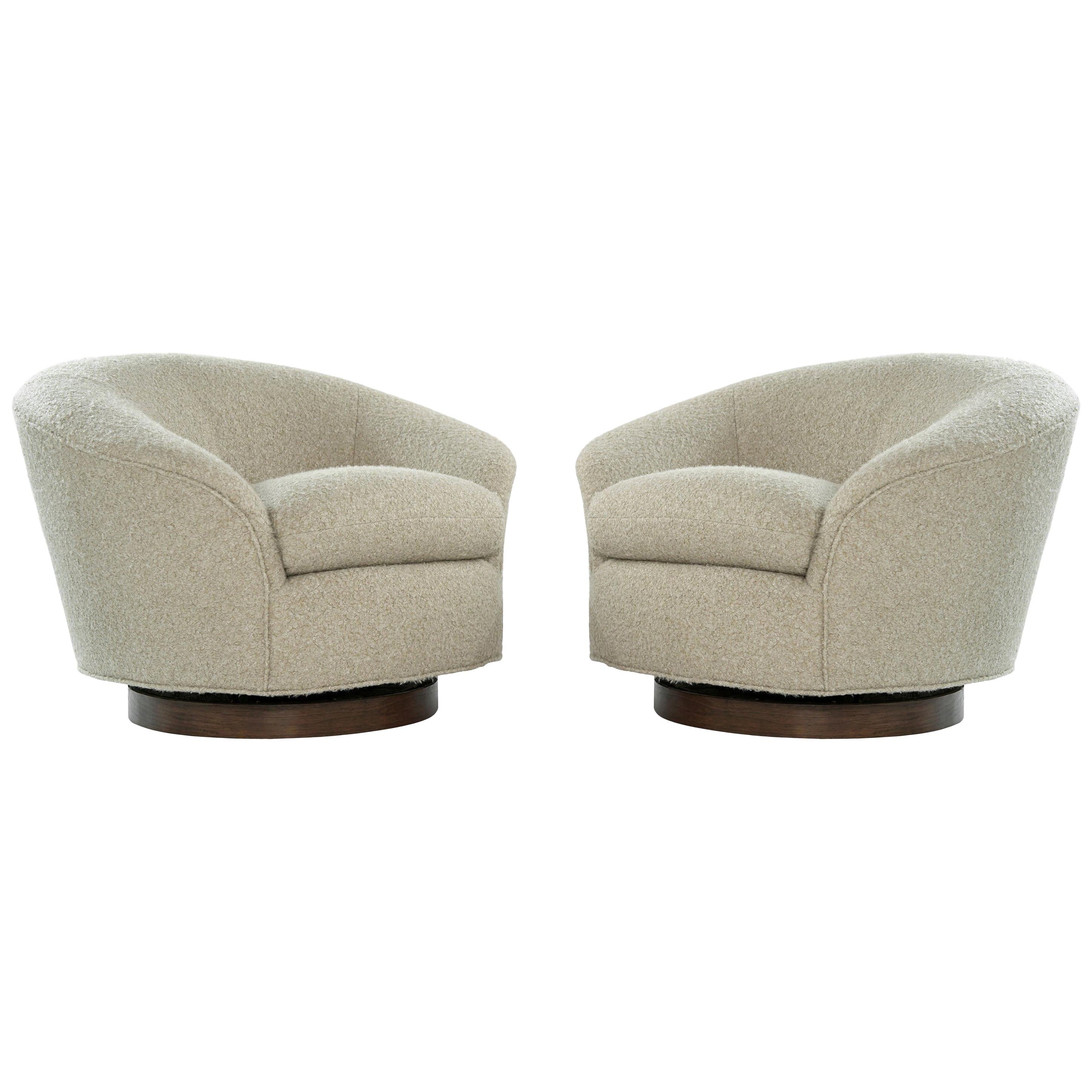 Set of Swivel Chairs in Bouclé by Directional, circa 1970s
