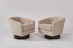 Set of Swivel Chairs in Natural Mohair, Milo Baughman, C. 1970s