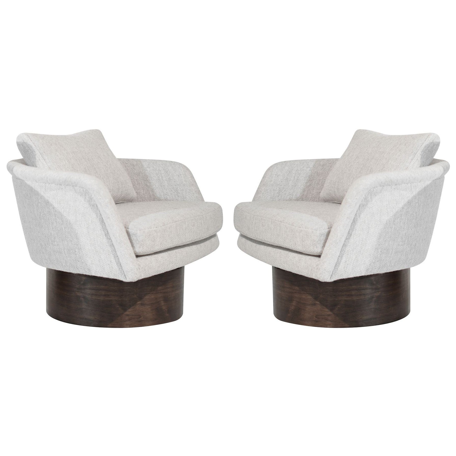 Set of Swivel Lounges on Walnut Supports by Leon Rosen, C. 1970s