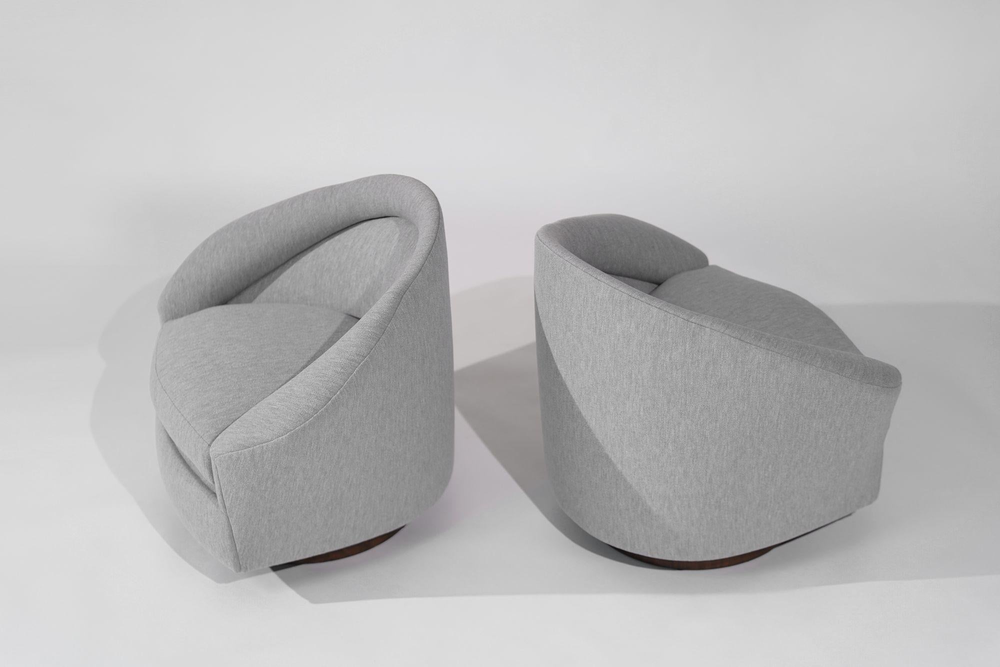 Bouclé Set of Swivel Tilt Lounge Chairs by Adrian Pearsall, C. 1950s For Sale
