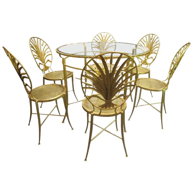 Satz Tisch und sechs Stühle von S. Salvadori:: Florenz:: um 1960