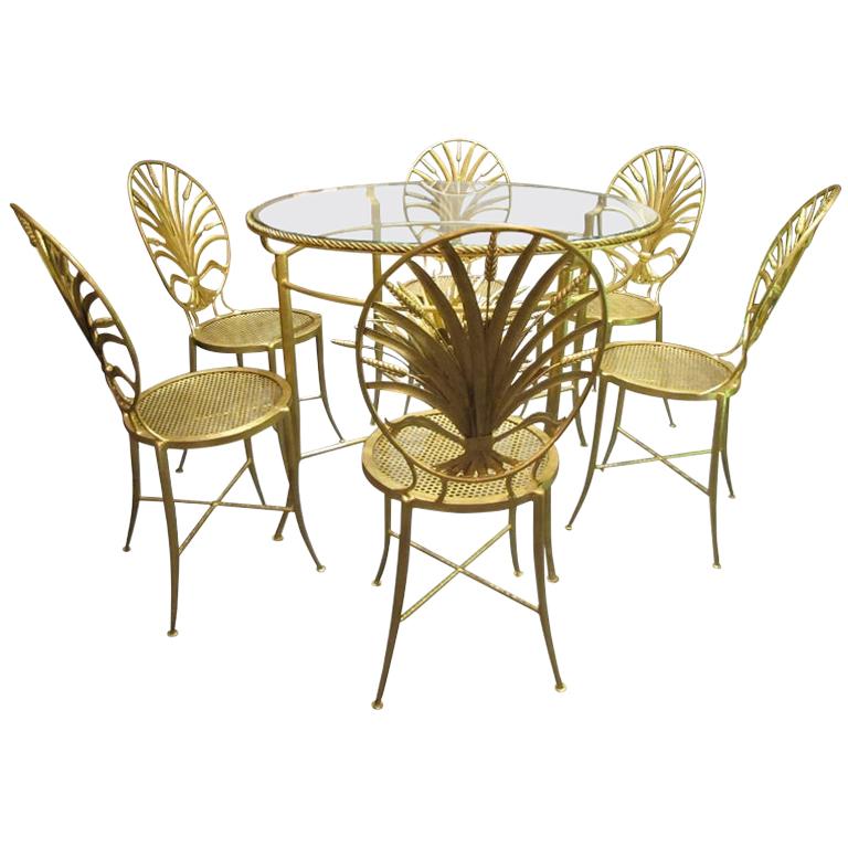 Set aus Tisch und sechs Stühlen von S. Salvadori, Firenze, um 1960 im Angebot