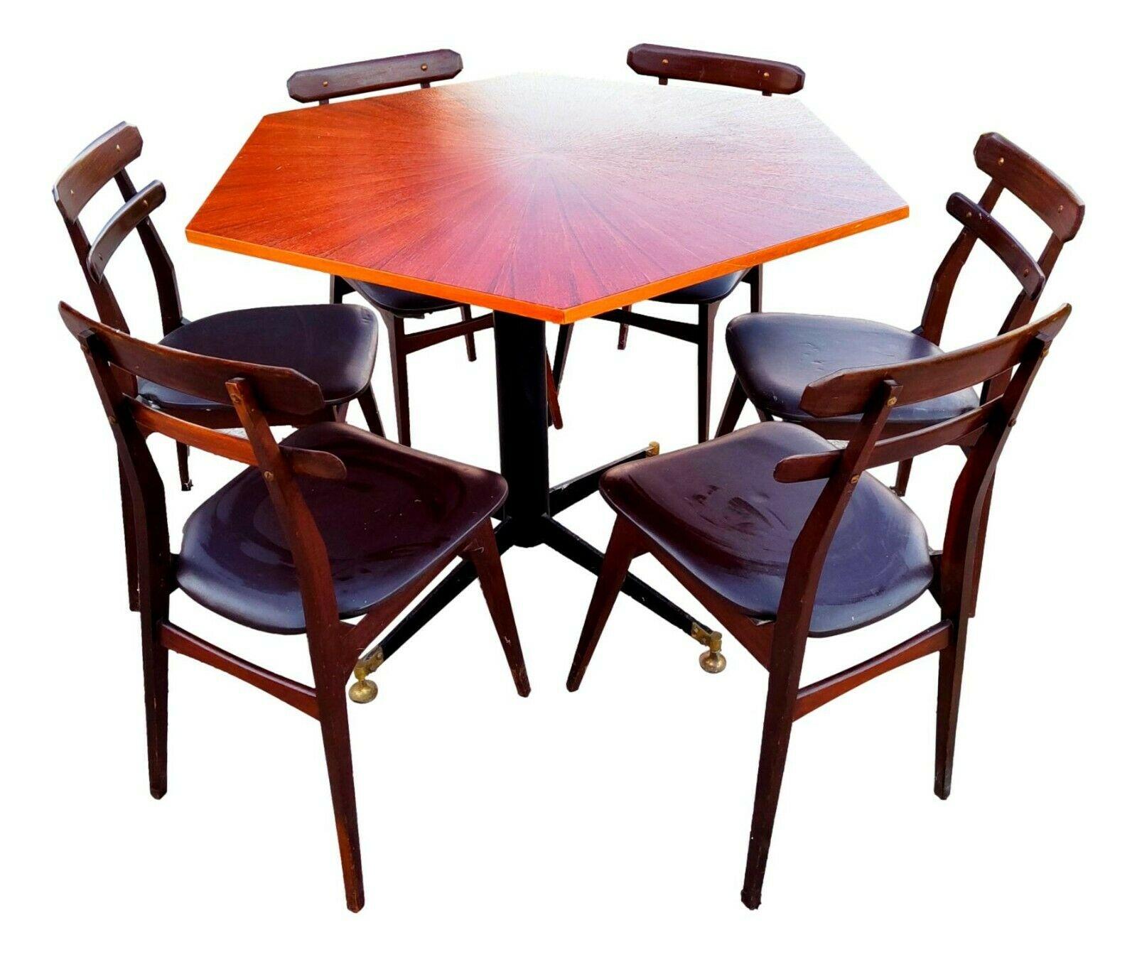 Set of Table Design Ignazio Gardella for Azucena and Six Danish Chairs, 1960s For Sale 2