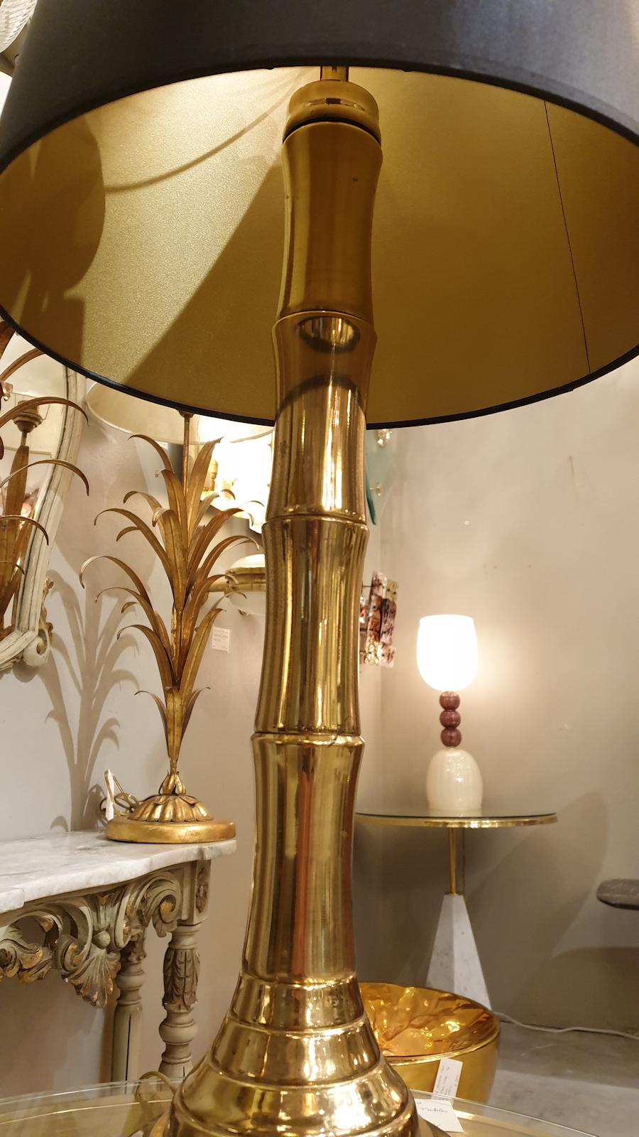 Mid-20th Century Set of Table & Floor Brass Faux-Bamboo Lamps, Mid-Century Modern, France 1960s