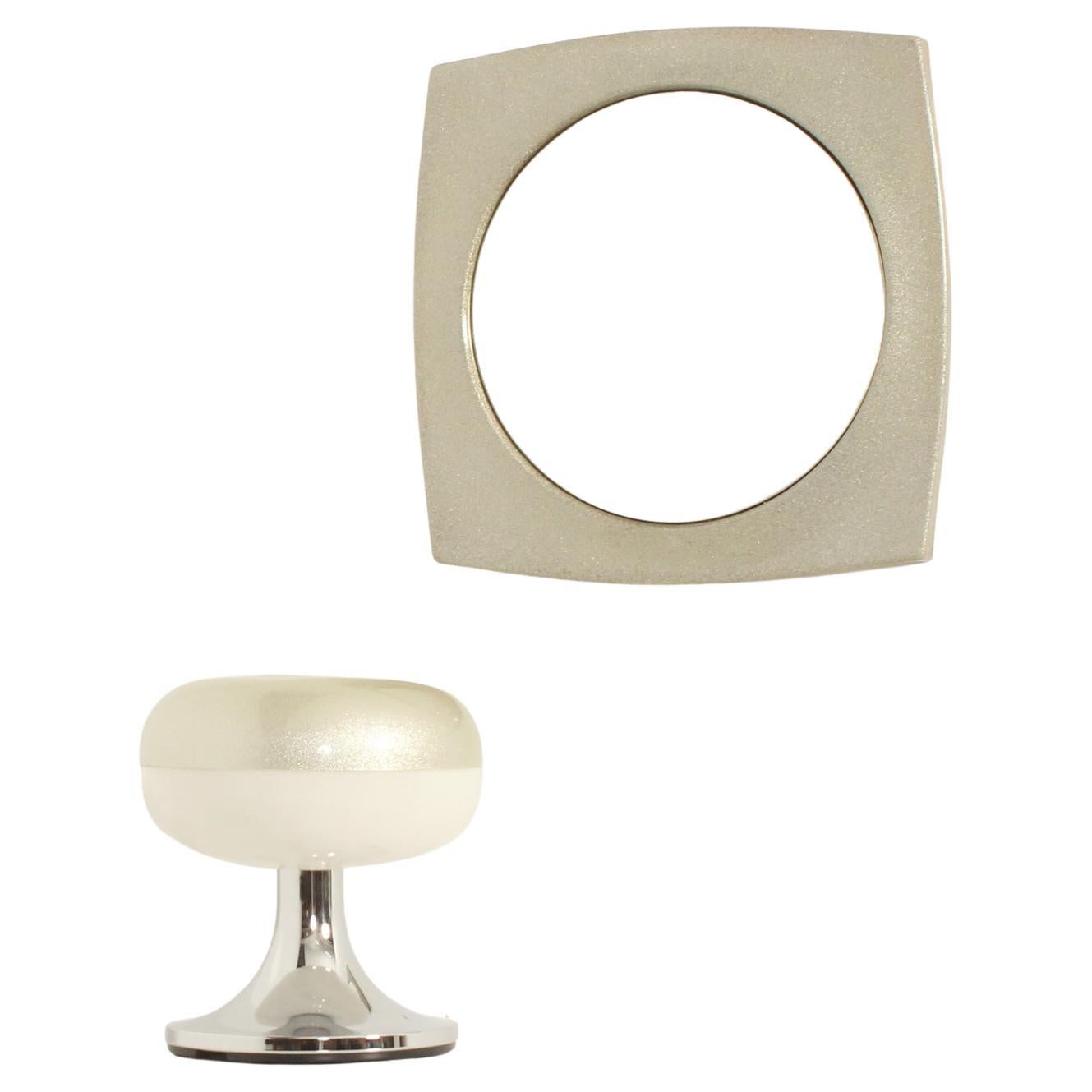 Conjunto de lámpara de mesa y espejo en fibra de vidrio, España, años 70 en venta