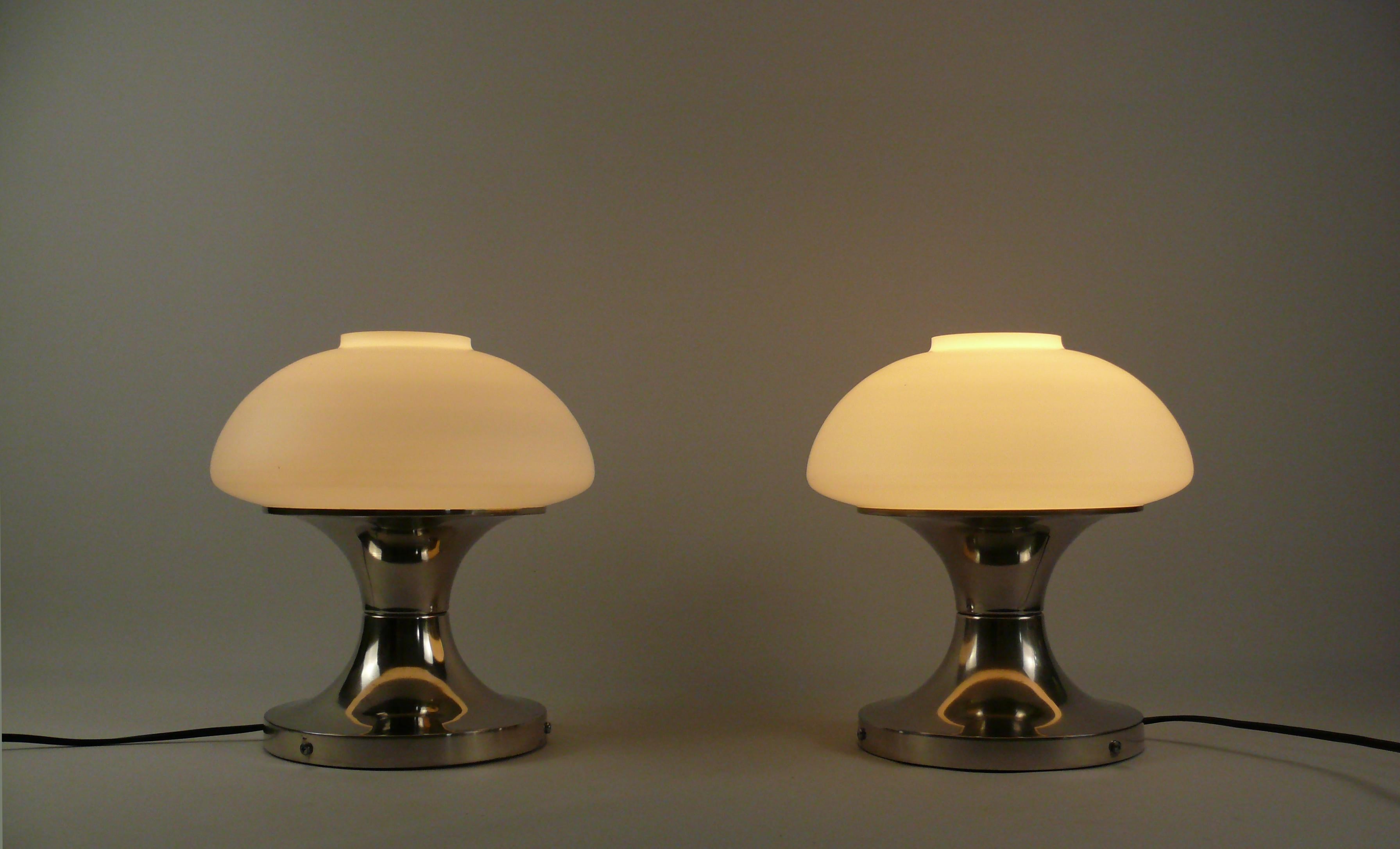 Mid-Century Modern Set of Table Lamps, Space Age, VEB Leuchtenbau Leipzig, East Germany, 1976