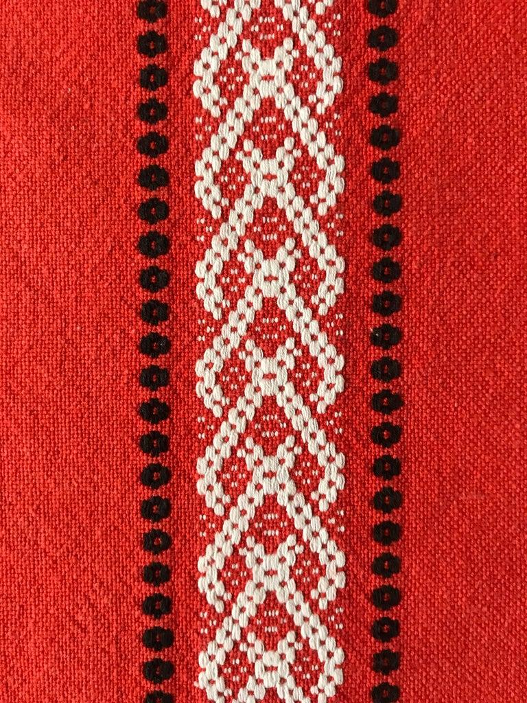 French Set of Tablecloth and 6 Napkins Antique Basque Cotton Linen Vintage France, 1950 For Sale