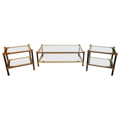 Set of Tables on Glass and Brass, 1980’s