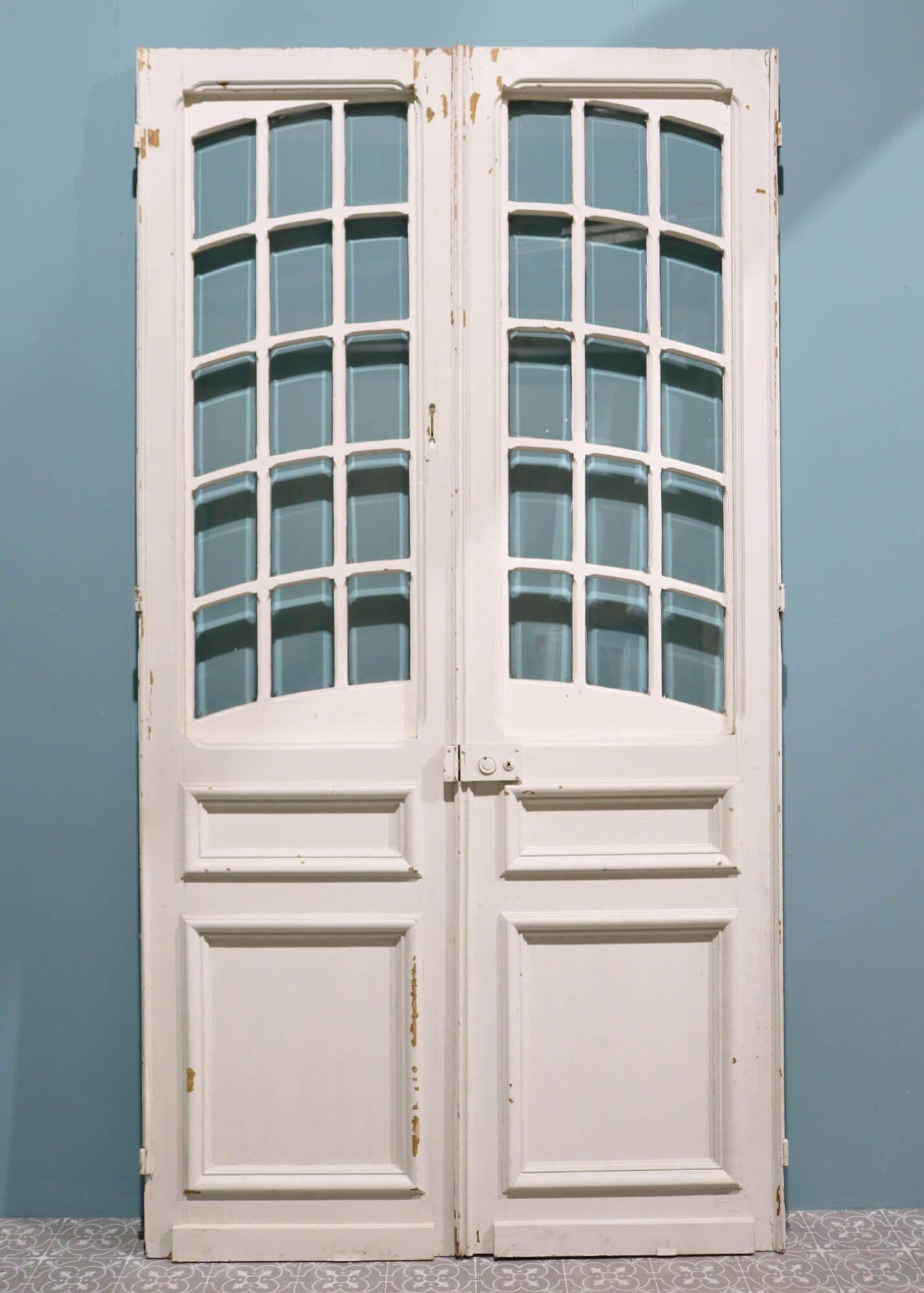 20th Century Set of Tall Antique French Doors with Glass For Sale