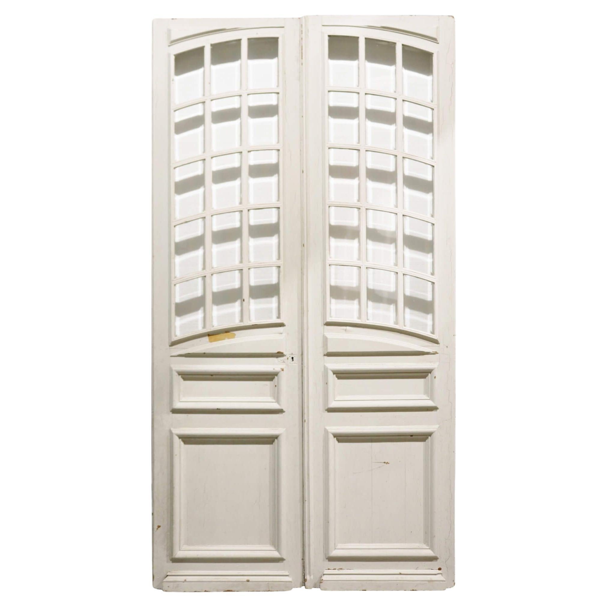 Set of Tall Antique French Doors with Glass For Sale