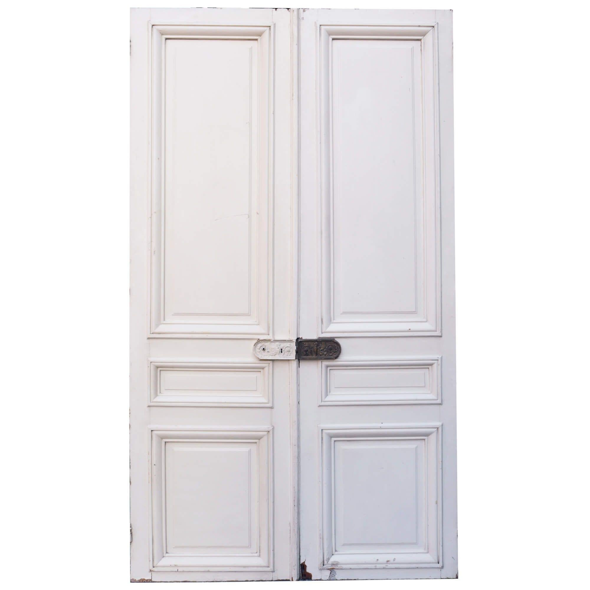 Painted Set of Tall Antique Louis XVI Style Double Doors For Sale