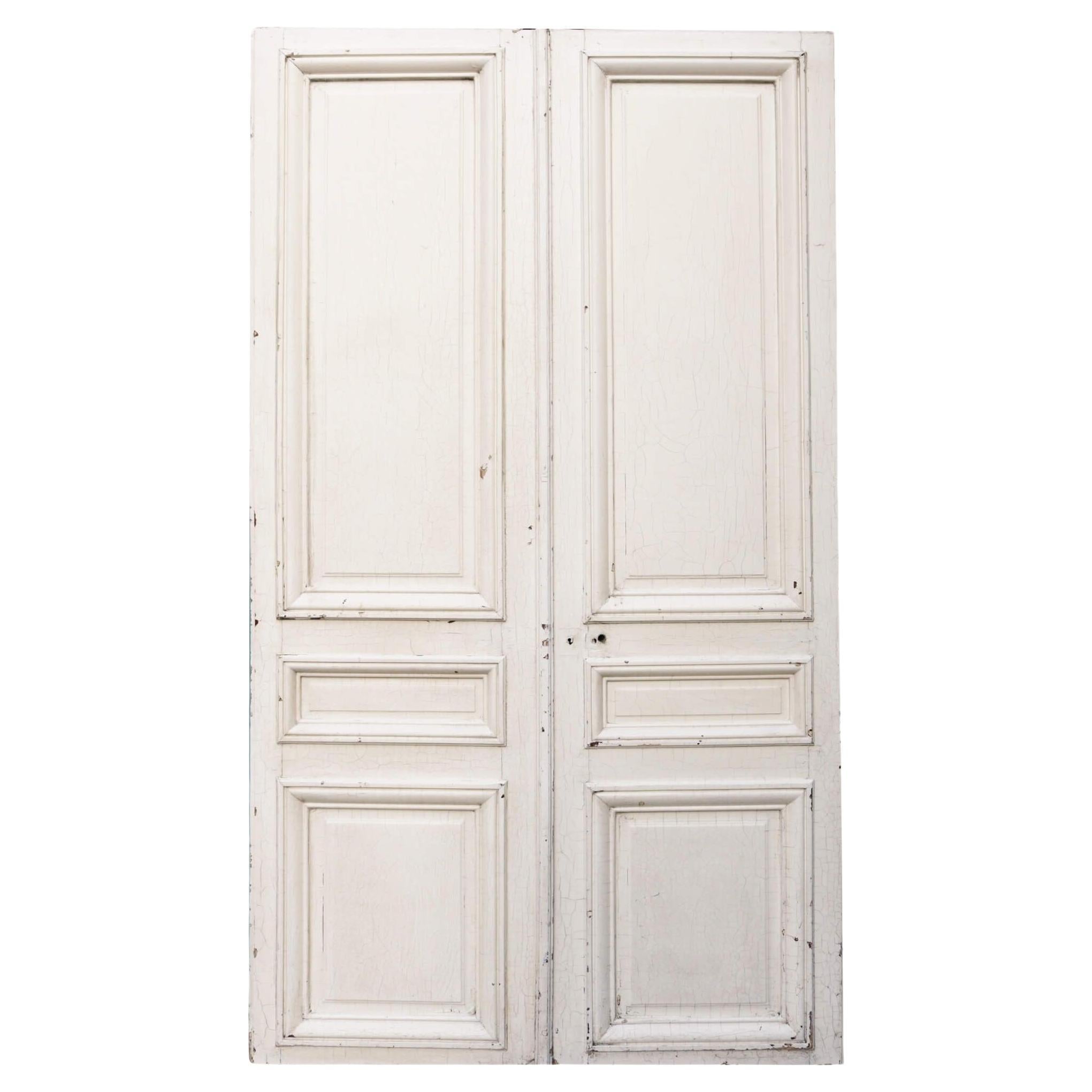 Ensemble de grandes portes doubles anciennes de style Louis XVI en vente