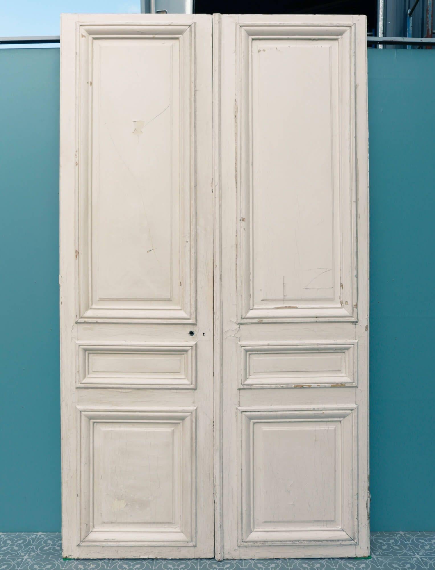 Wood Set of Tall Antique Louis XVI Style Room Dividing Doors For Sale