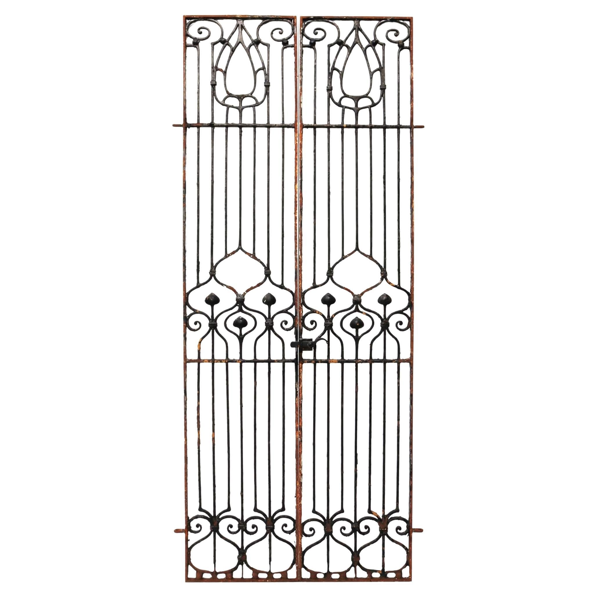Set of Tall Art Nouveau Wrought Iron Gates For Sale