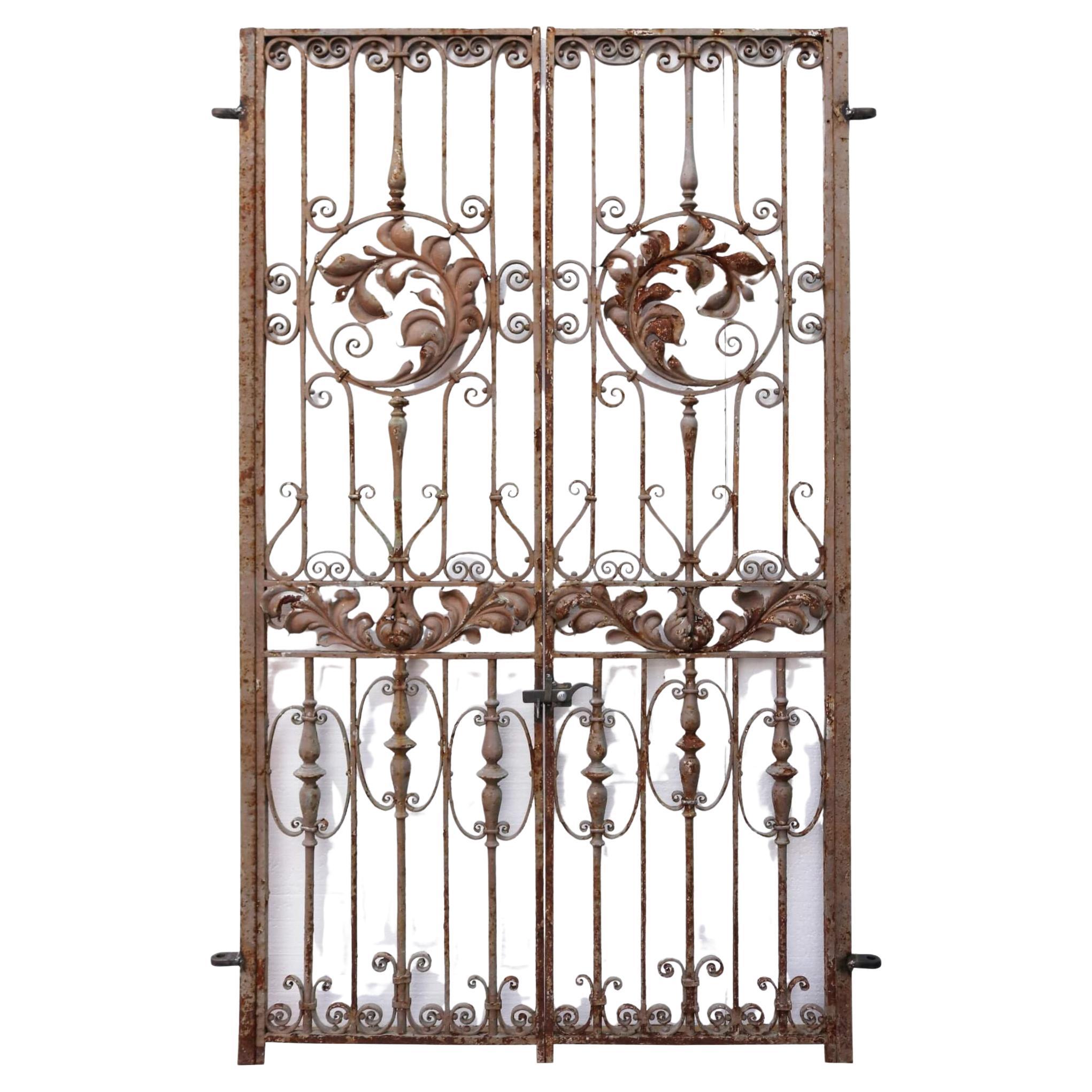 Set of Tall French Antique Wrought Iron Side Gates