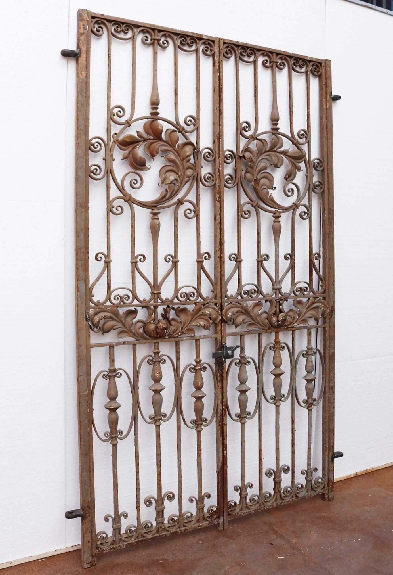 Victorian Set of Tall French Reclaimed Wrought Iron Side Gates For Sale