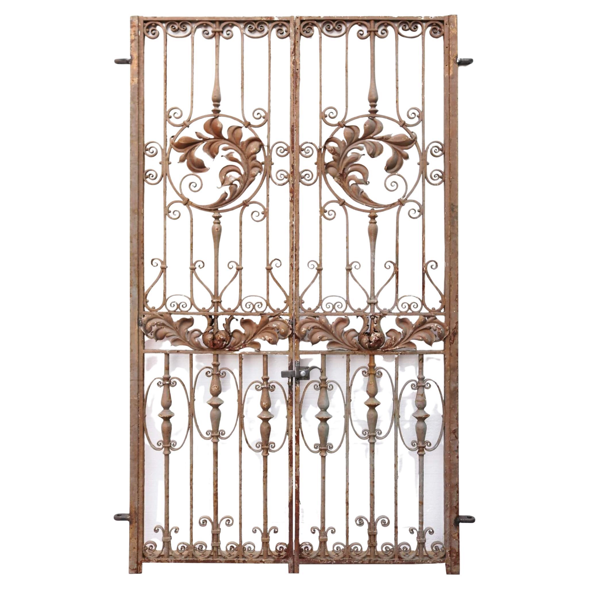 Set of Tall French Reclaimed Wrought Iron Side Gates