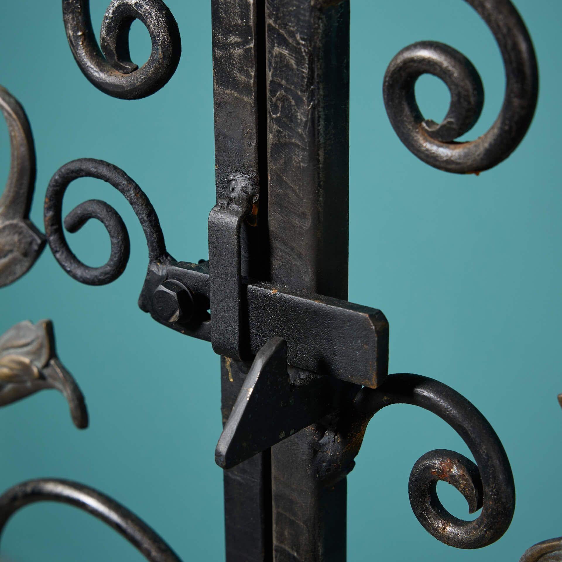 English Set of Tall Handcrafted Wrought Iron Reclaimed Garden Gates For Sale