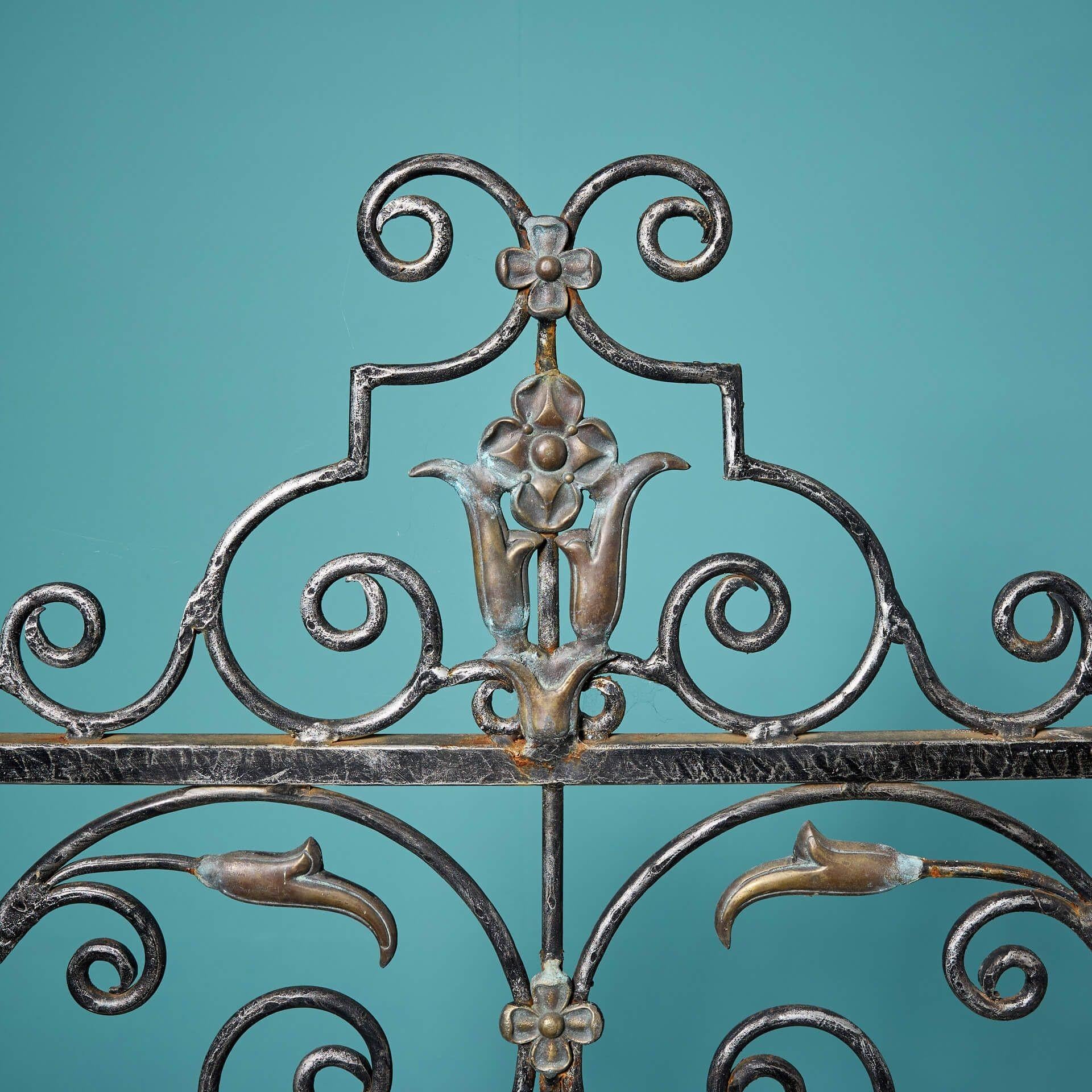 Hand-Crafted Set of Tall Handcrafted Wrought Iron Reclaimed Garden Gates For Sale