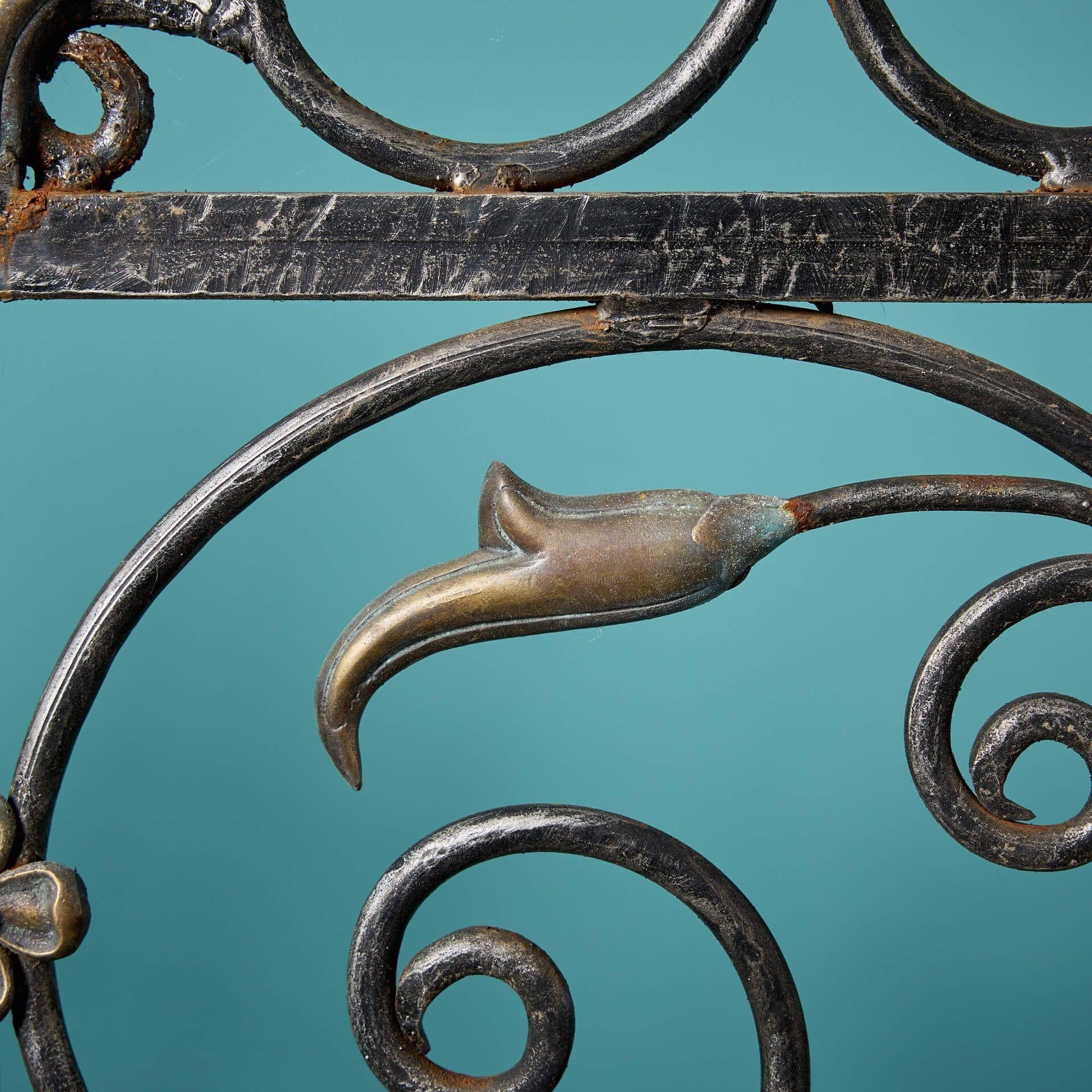 Set of Tall Handcrafted Wrought Iron Reclaimed Garden Gates In Fair Condition For Sale In Wormelow, Herefordshire