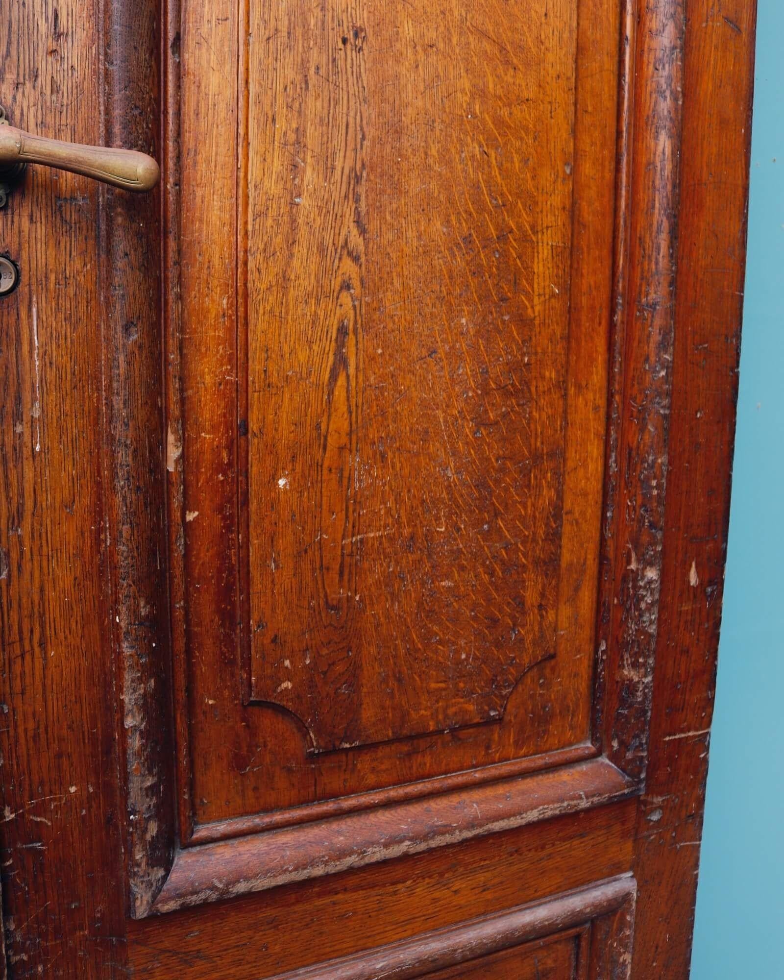 Set of Tall Louis Style French Oak Double Doors In Fair Condition For Sale In Wormelow, Herefordshire