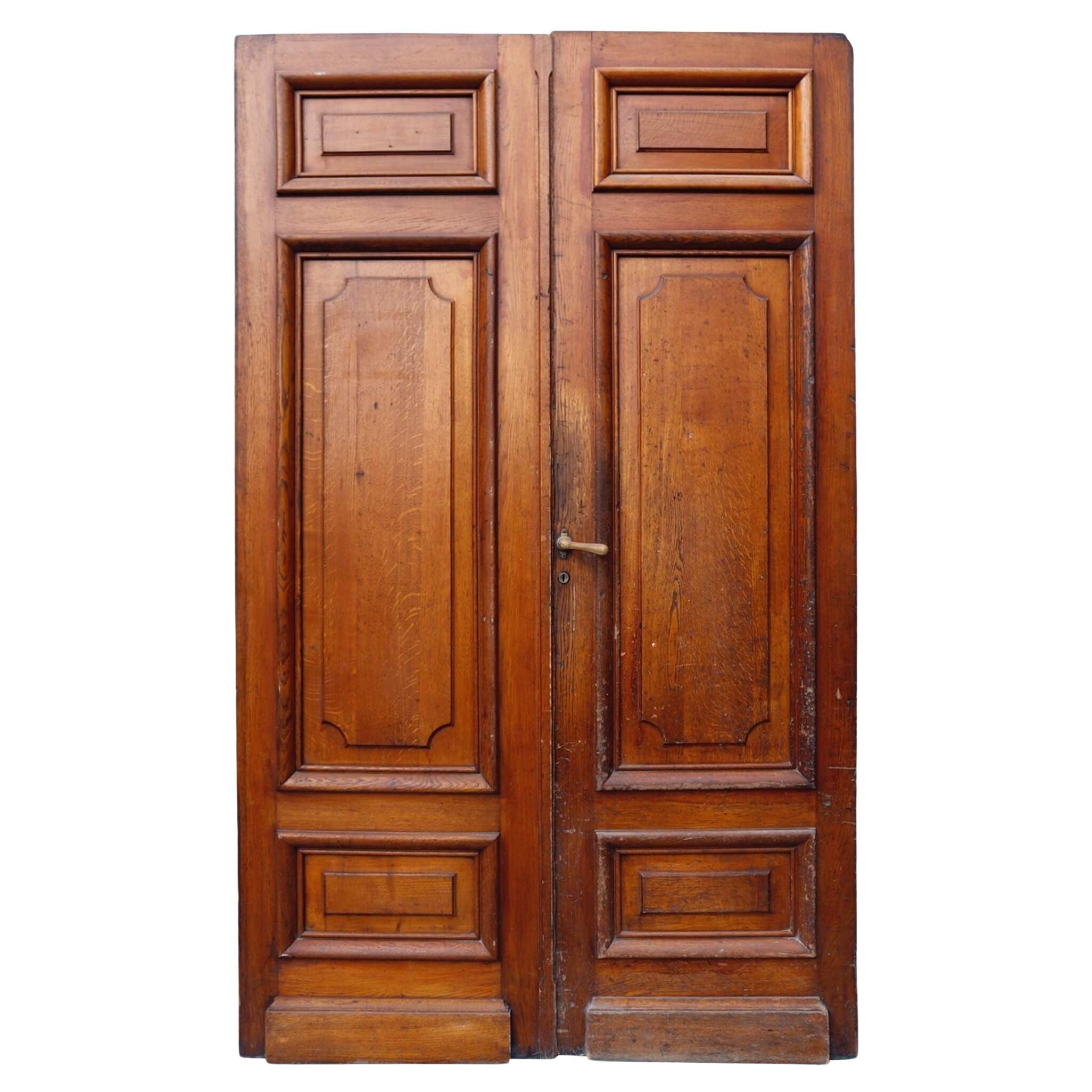 Set of Tall Louis Style French Oak Double Doors For Sale