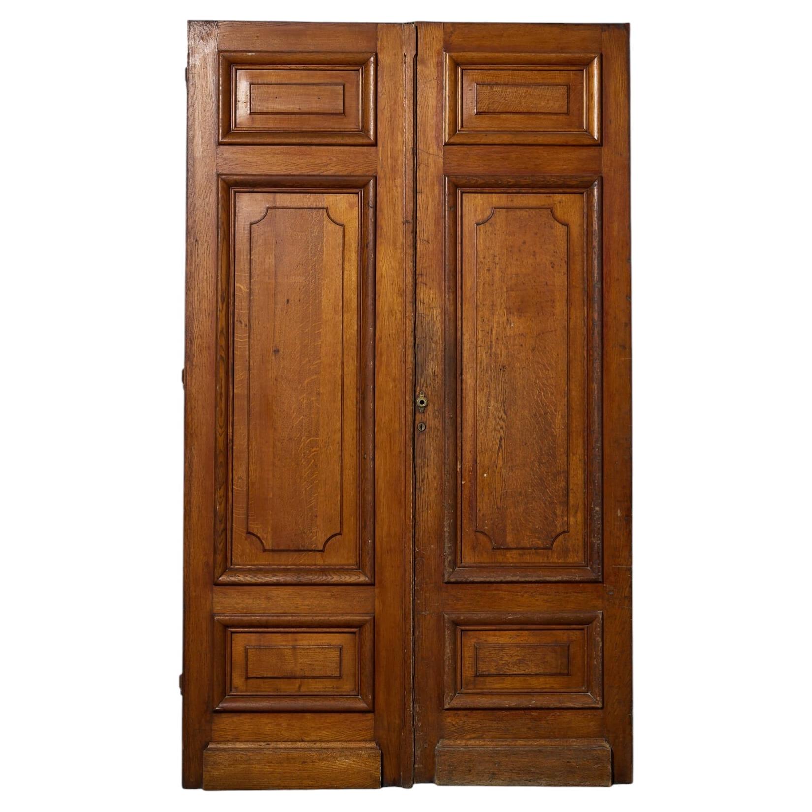 Set of Tall Louis Style French Oak Double Doors For Sale