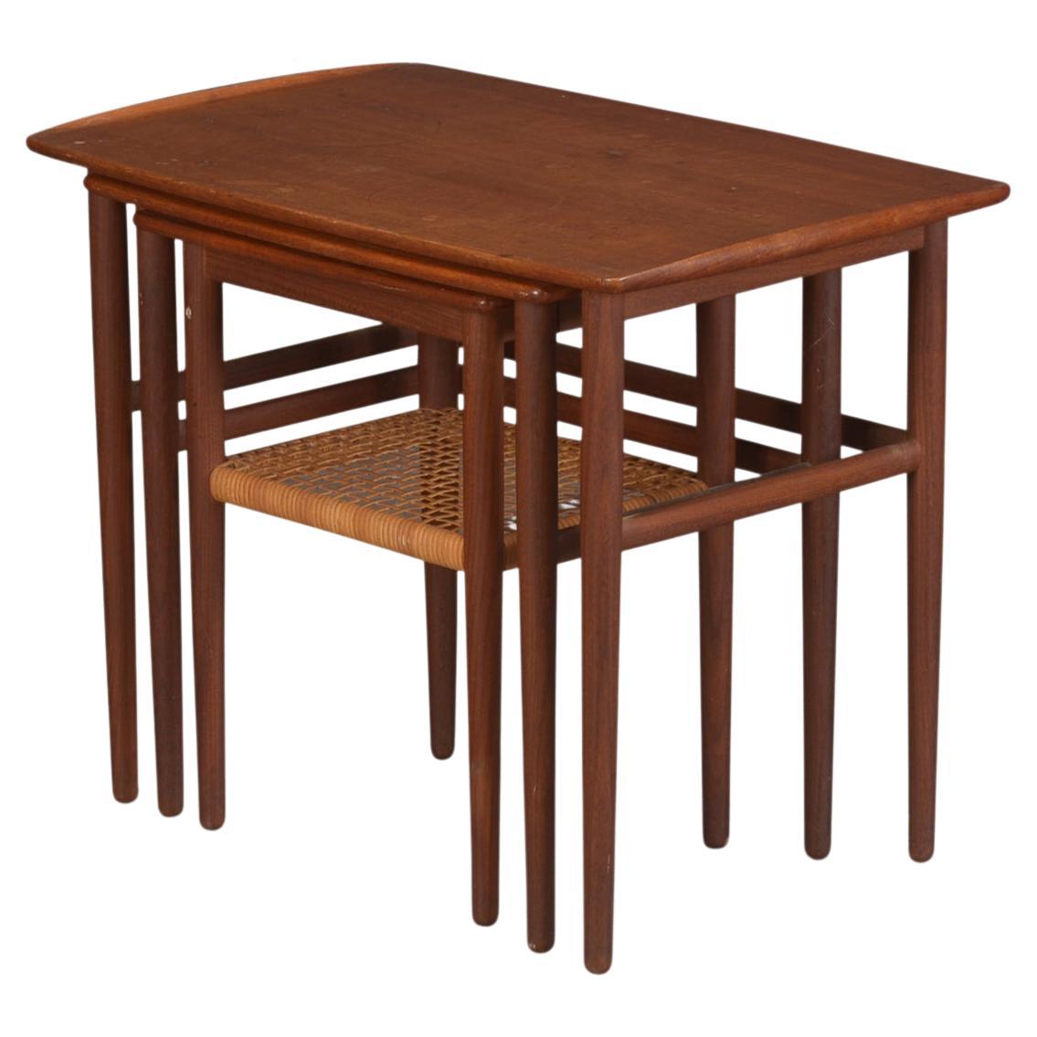 Set Of Triangular Teak Nesting Tables By Niels Bach For Sale at 1stDibs