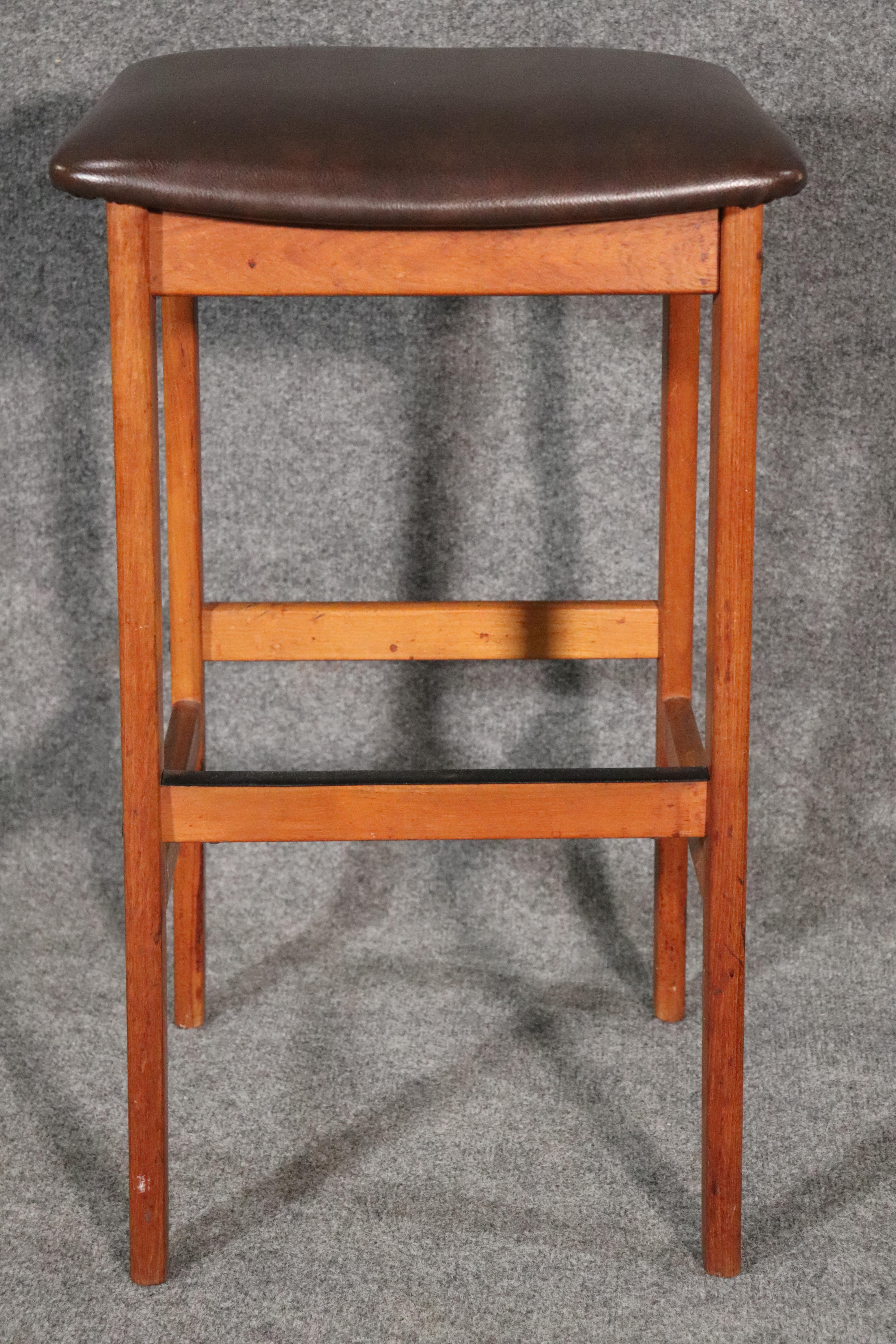 Set of Teak Counter Stools In Good Condition For Sale In Brooklyn, NY