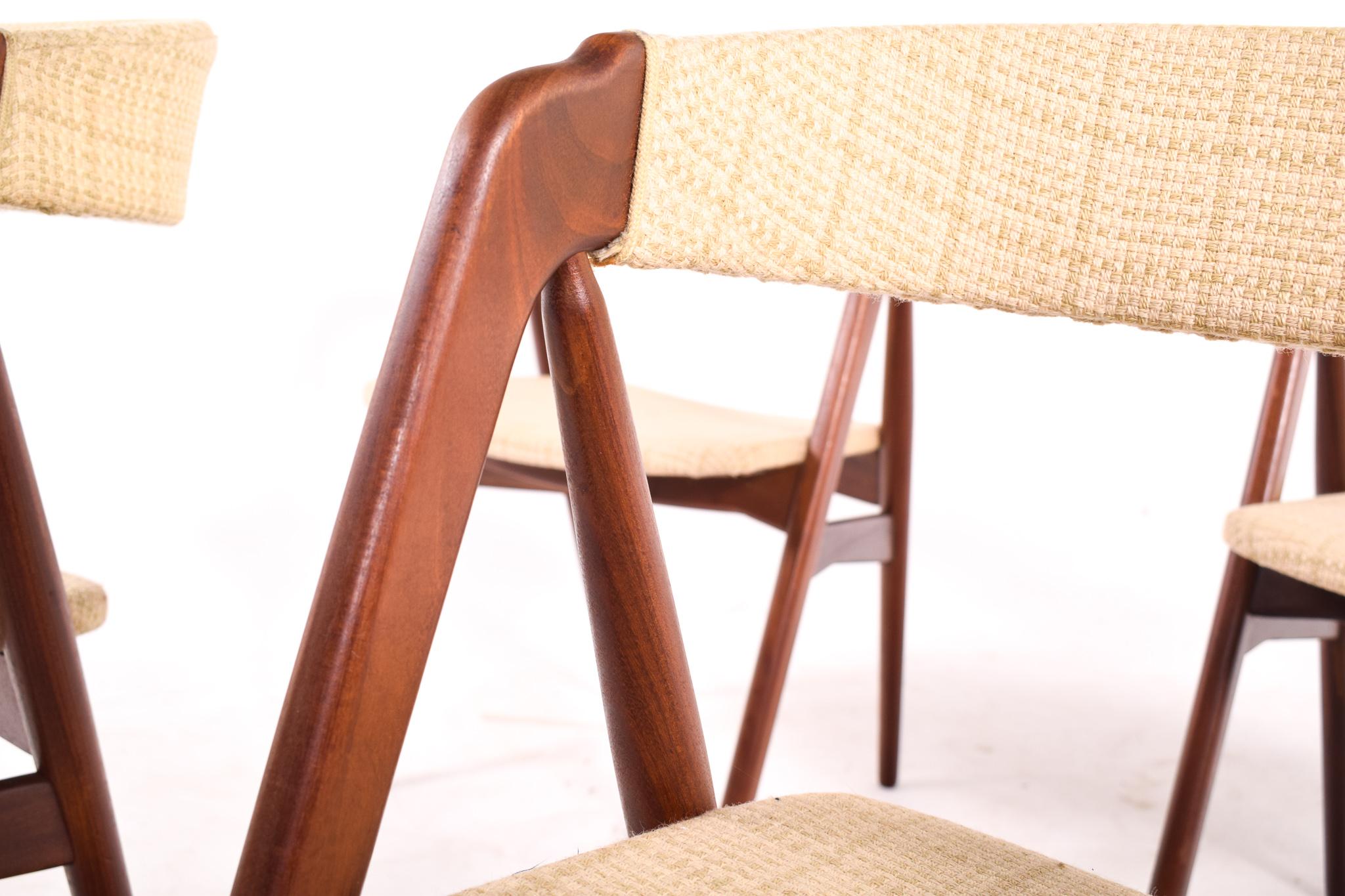Mid-Century Modern Set of Teak Dining Chairs by Th. Harlev for Farstrup Møbler For Sale