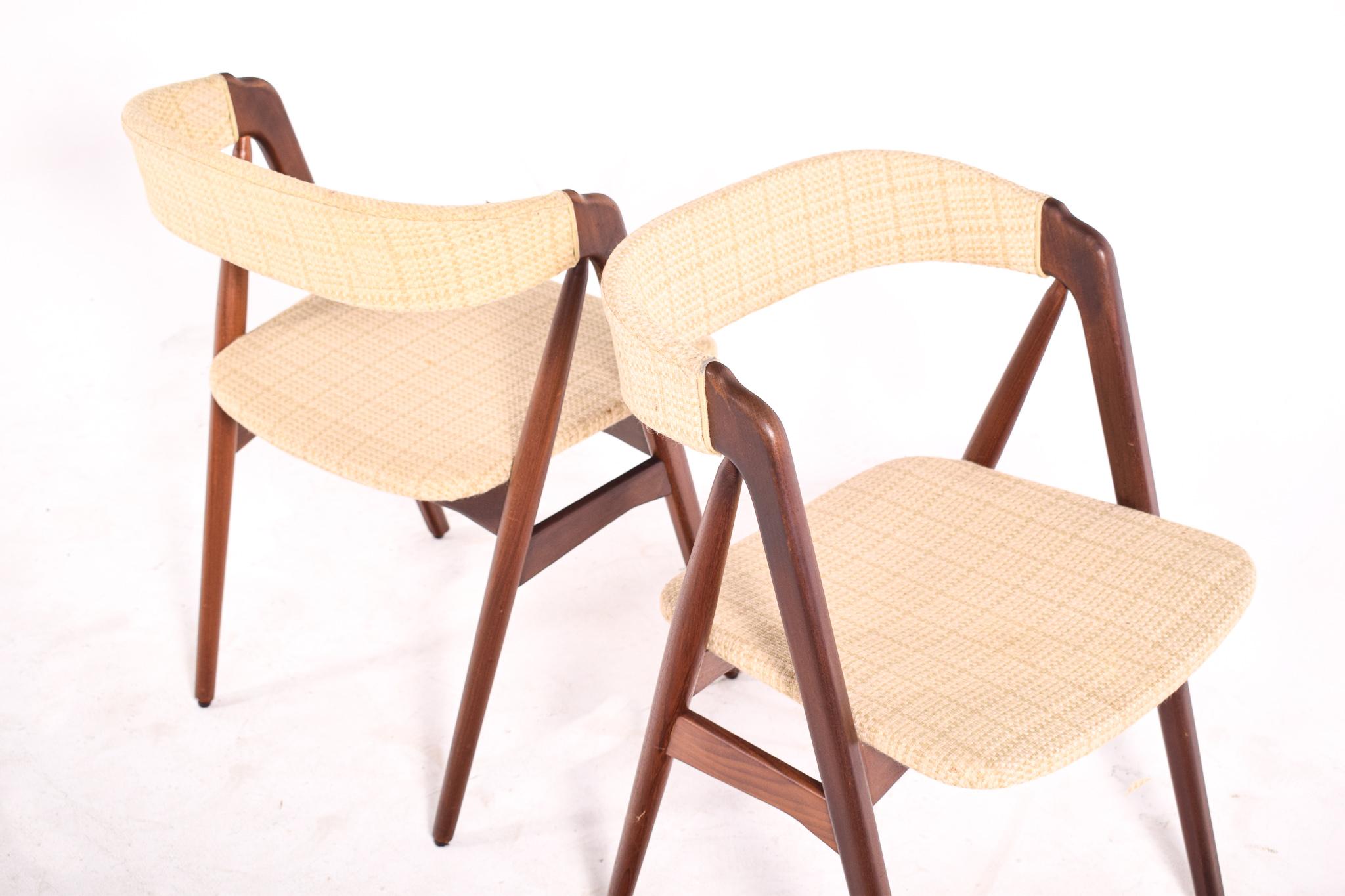 Set of Teak Dining Chairs by Th. Harlev for Farstrup Møbler In Good Condition For Sale In Lisboa, Lisboa
