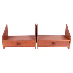 Teakwood Floating Bedside Tables with Drawer, Denmark, 1960