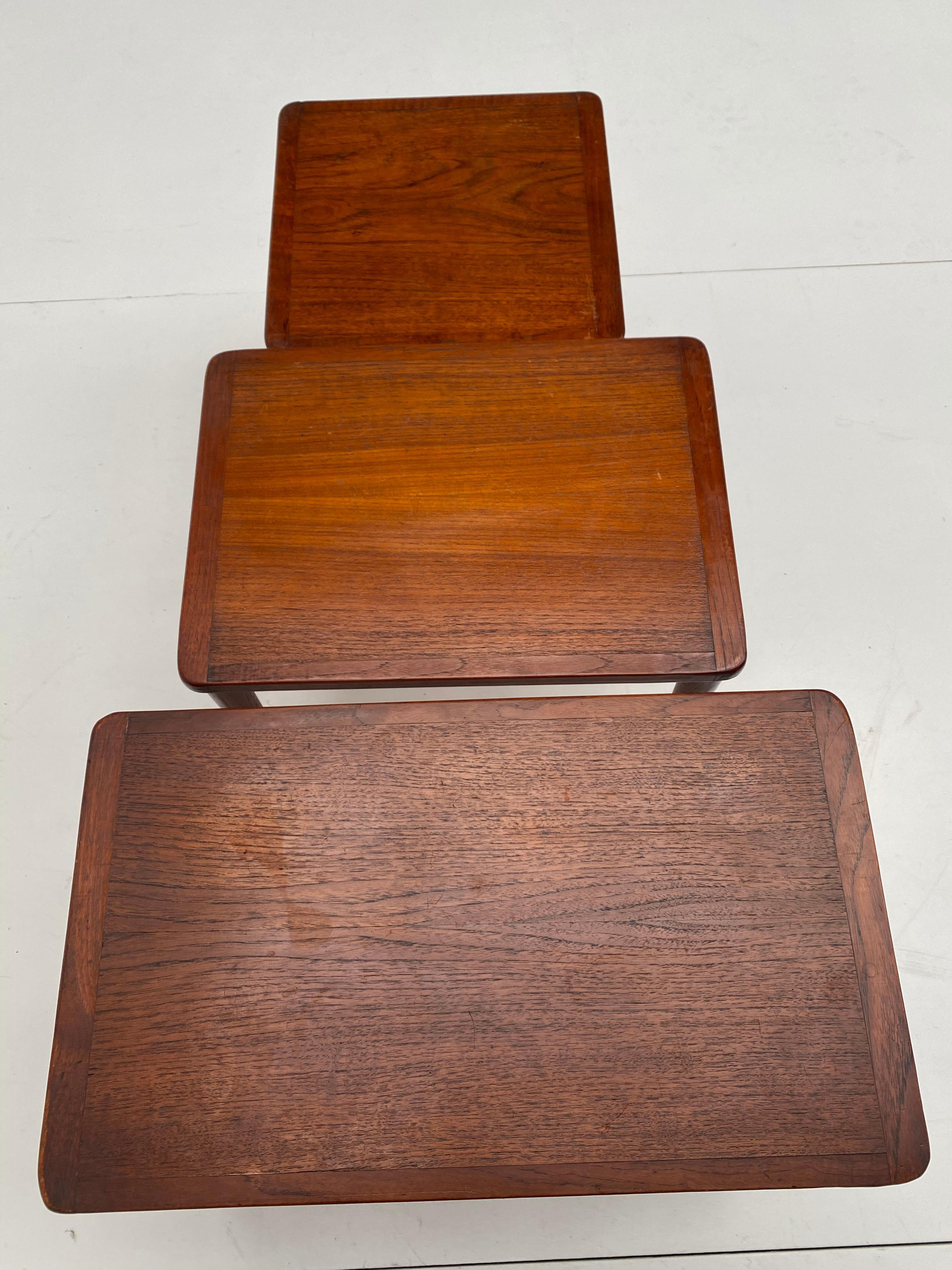 Danish Set of Teak Nesting Tables, 1950s, Made in Denmark For Sale