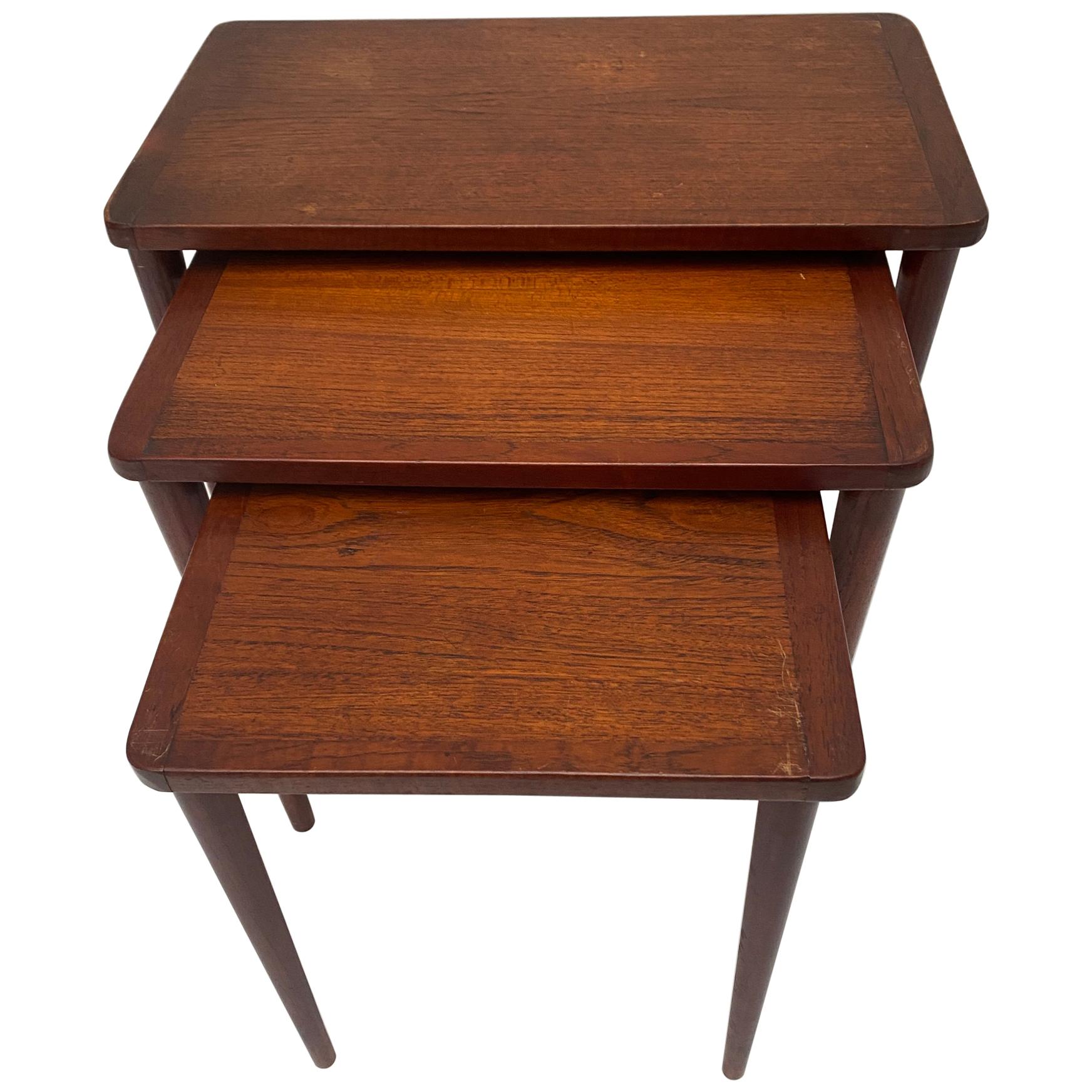 Set of Teak Nesting Tables, 1950s, Made in Denmark