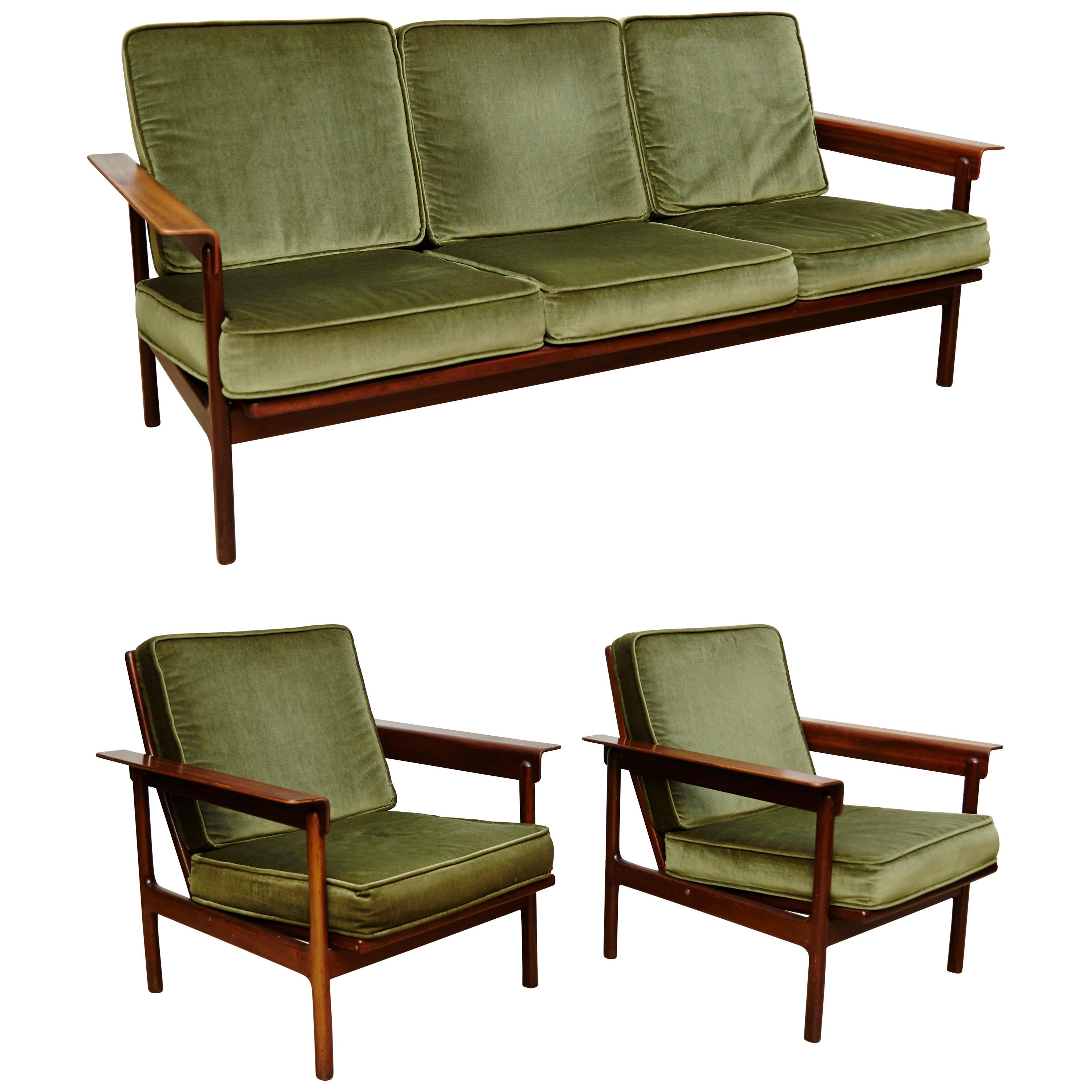 Set of Teak Wood Two Easy Chairs, circa 1960