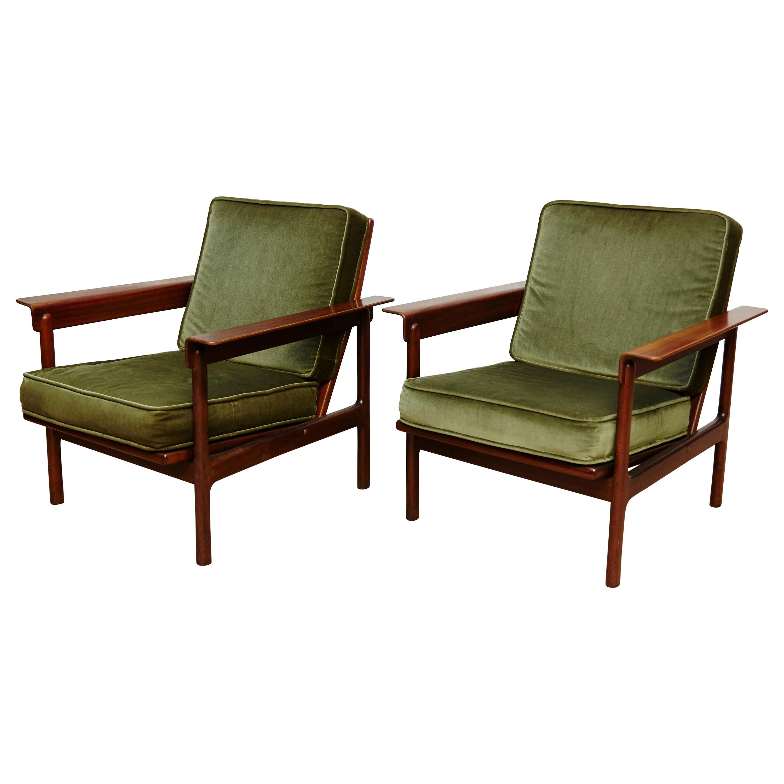 Set of Teak Wood Two Easy Chairs, circa 1960